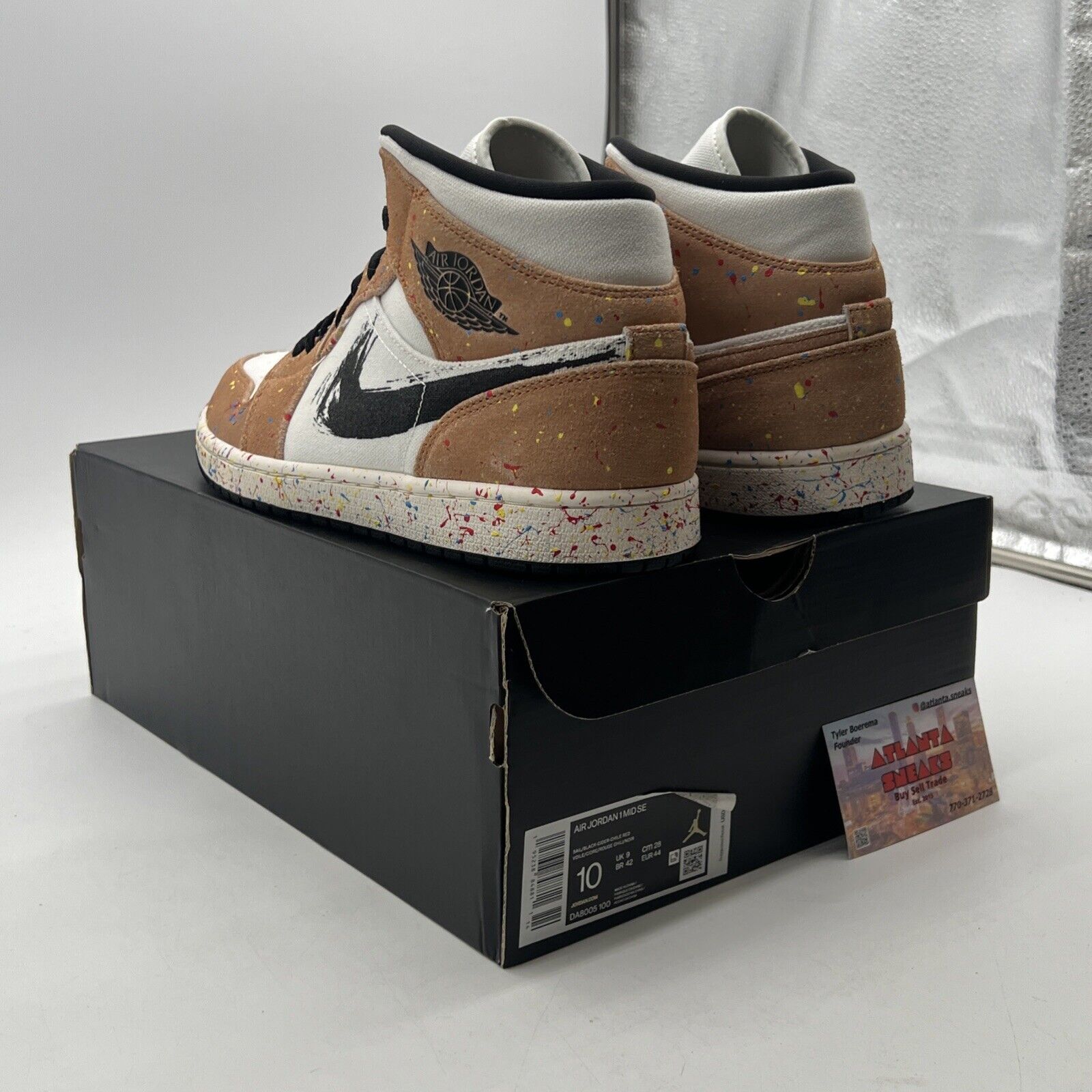 Size 10 - Air Jordan 1 SE Mid Brushstroke Paint Splatter (DA8005-100)