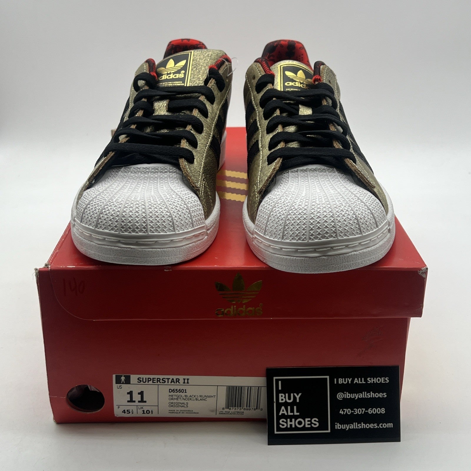 Size 11 - Adidas Superstar Sneakers Shoes 2 Year of the Horse Gold Red (D65601)