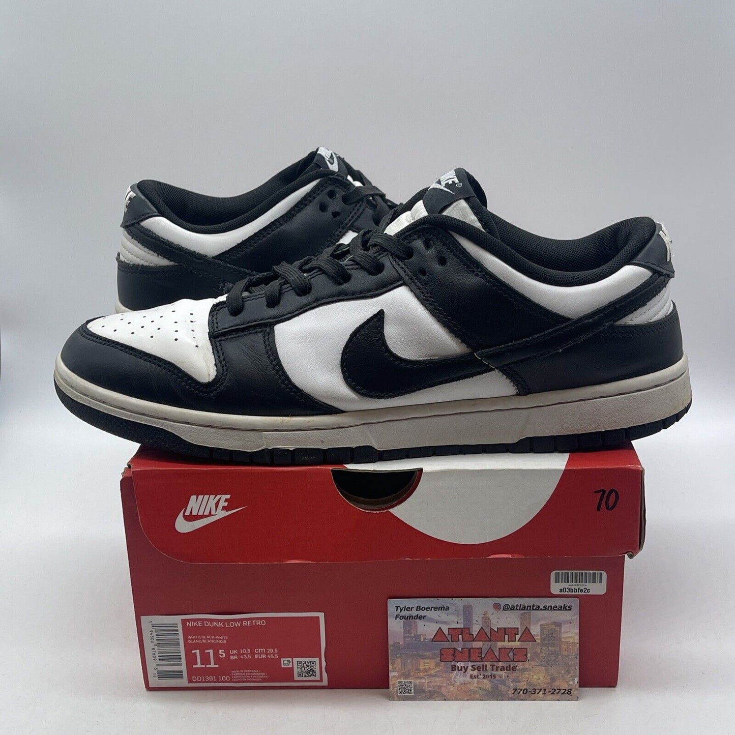 Size 11.5 - Nike Dunk Low Black White Leather (DD1391-100)