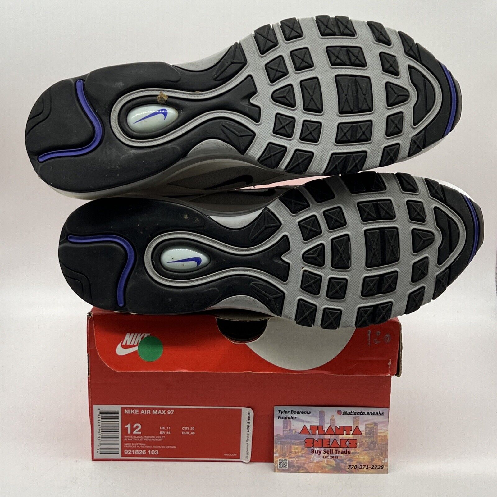 Size 12 - Nike Air Max 97 Persian Violet Black White Purple (921826-103)