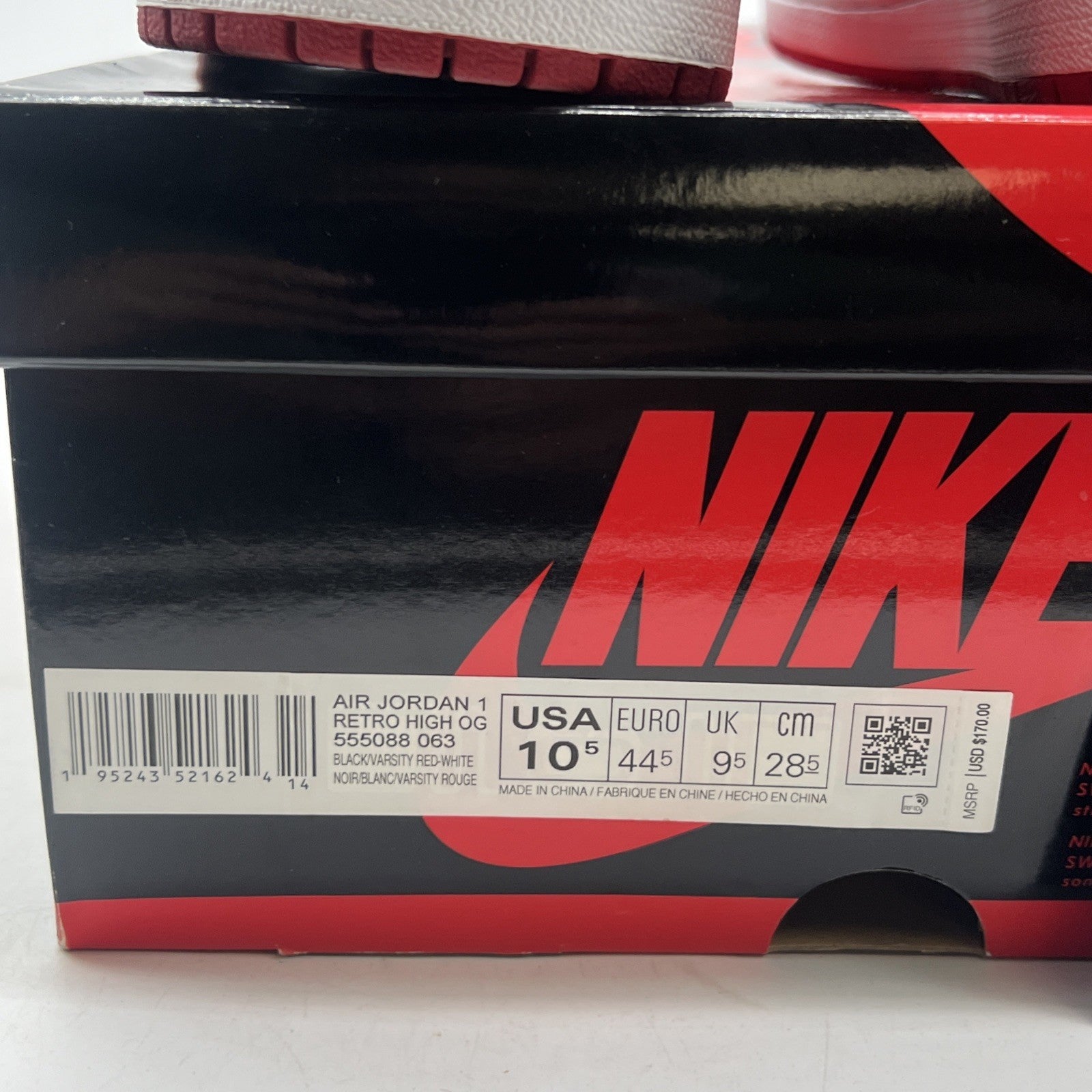 Size 10.5 - Air Jordan 1 Retro OG High Patent Bred (555088-063)