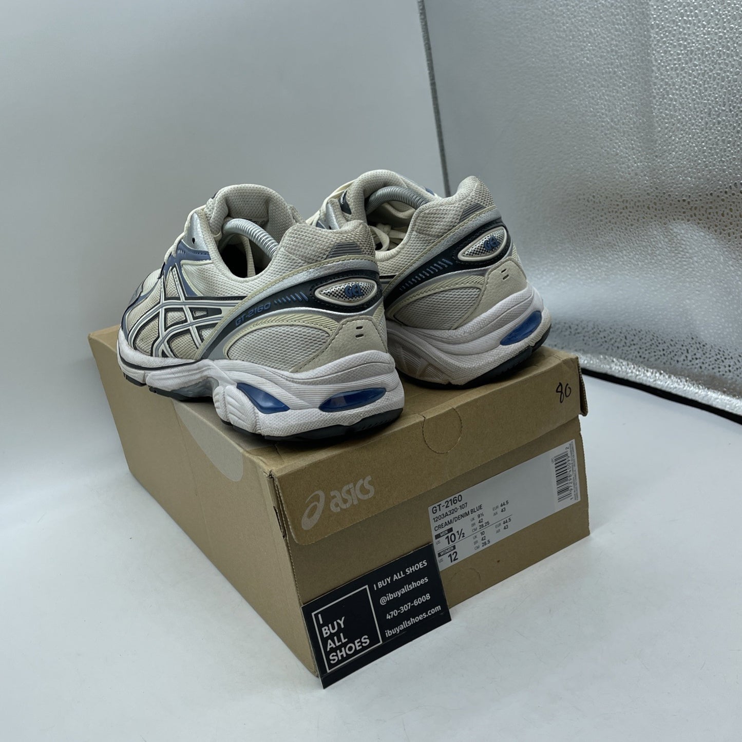 Size 10.5 - Asics Sportstyle GT-2160 Cream Denim Blue Running (1203A320-107)
