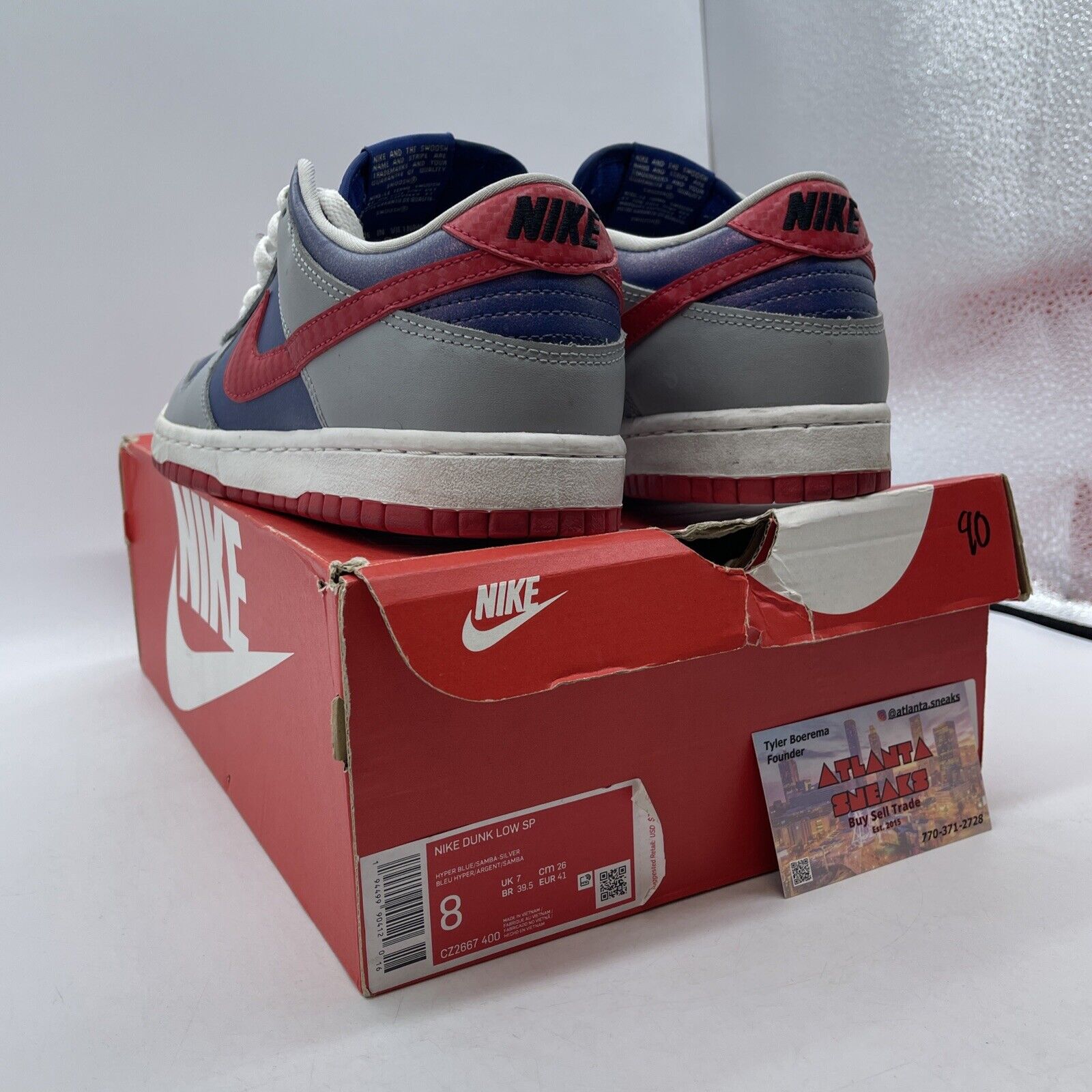 Size 8 - Nike Dunk Retro 2020 Low Samba Grey White Red Leather (CZ2667-400)