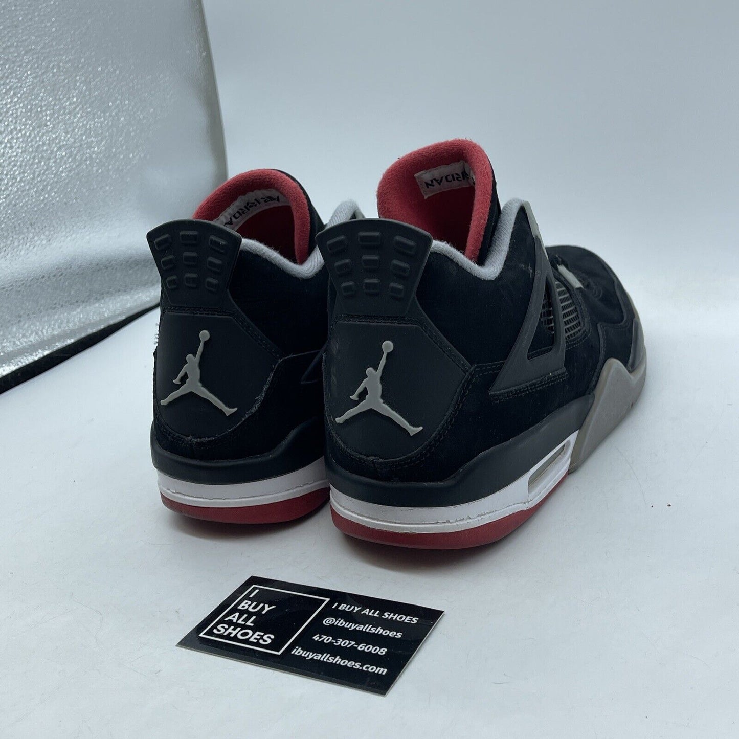 Size 10 - Jordan 4 Retro bred release 2012 Black White Grey Suede (308497-089)