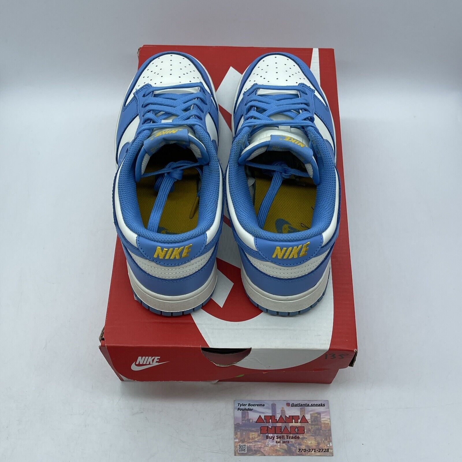 Size 8W - Nike Dunk Low Coast White Blue Gold Leather (DD1503-100)