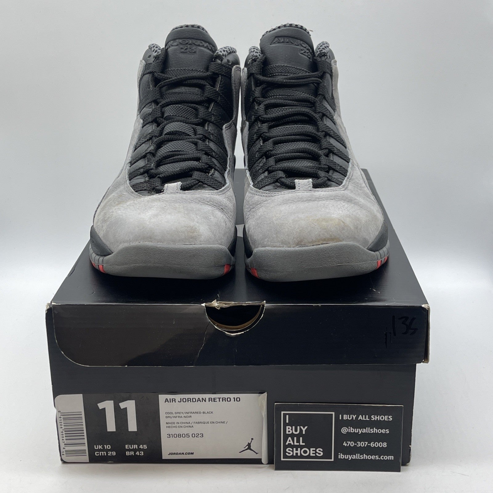 Size 11 - Air Jordan 10 Retro Cool Grey Black Suede Leather (310805-023)