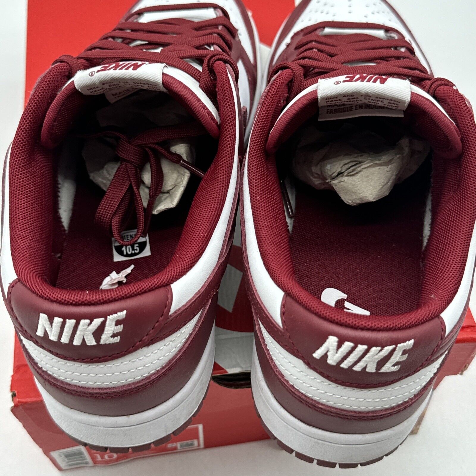 Size 10.5 - Nike Dunk Low Retro Team Red 2022 Burgundy Leather OG All