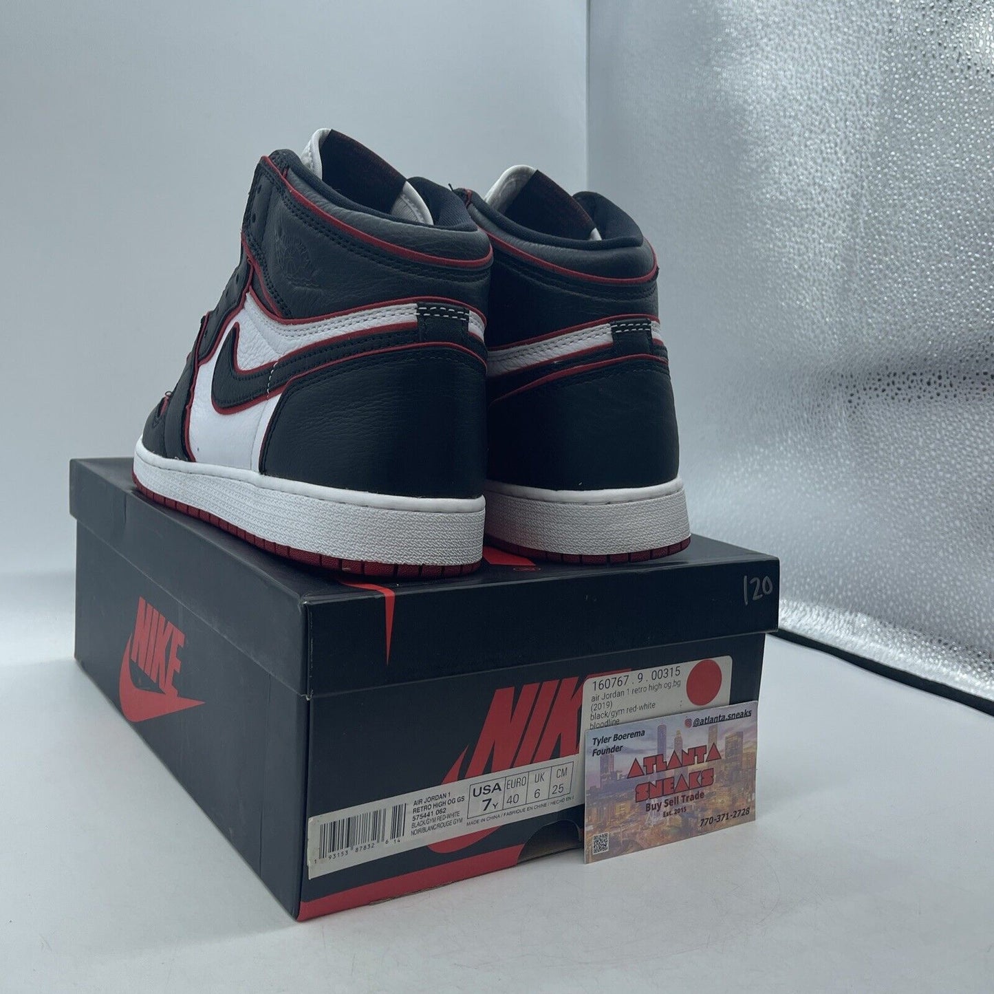 Size 7 - Jordan 1 Retro High OG Gym Red 2019 Black White Leather (575441-062)