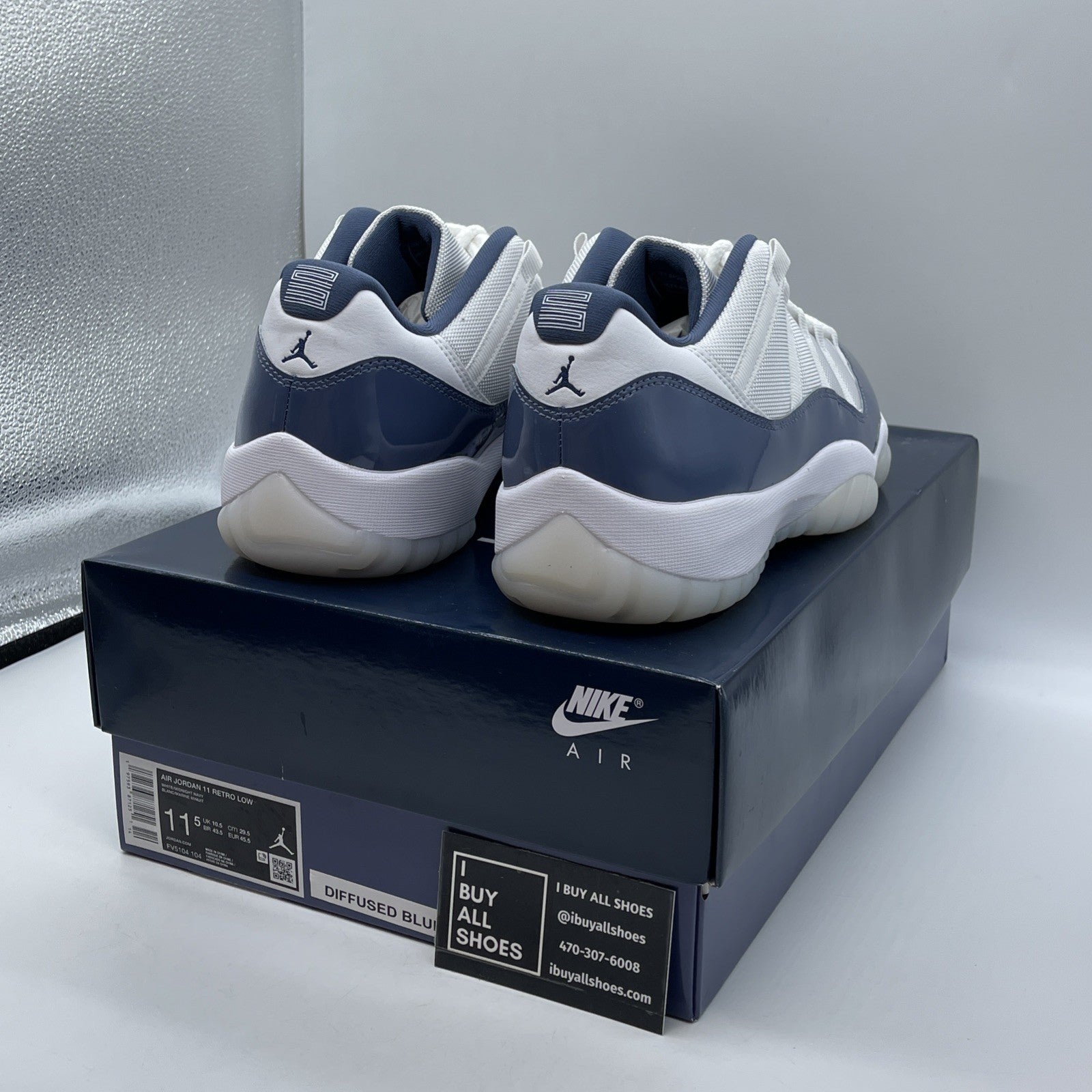 Size 11.5 - Air Jordan 11 Retro Low Diffused Blue White Leather (FV5104-104)