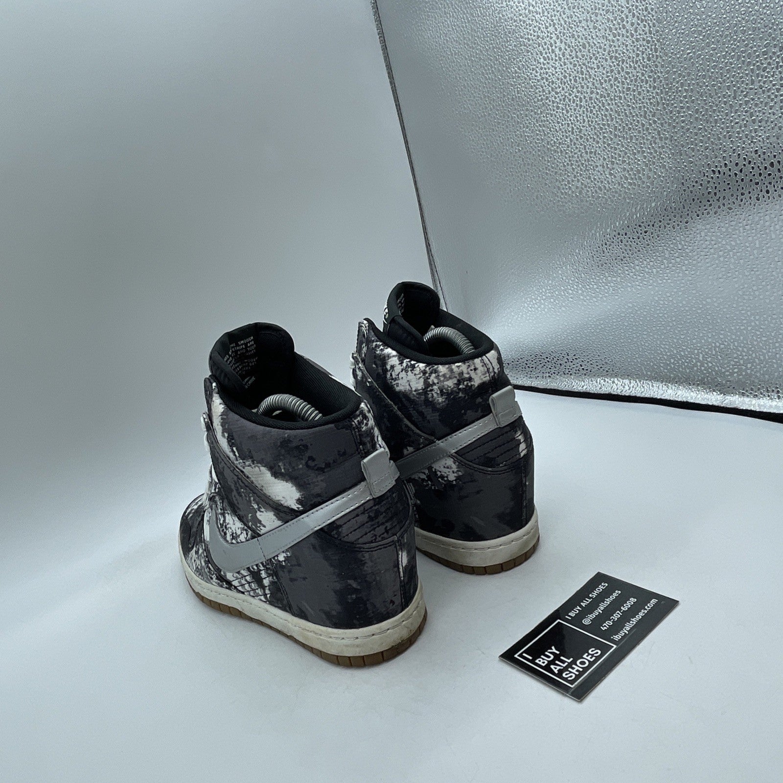 Size 9W - Nike Dunk Sky Print High Black White Silver Leather (543258-004)