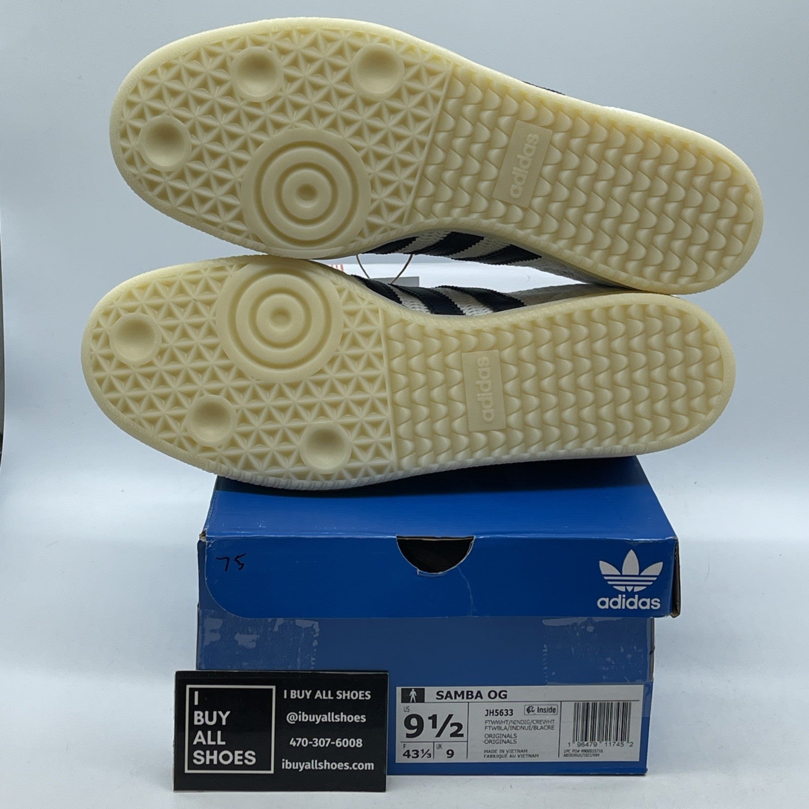 Size 9.5 - adidas Samba OG White Night Indigo Cream Blue White (JH5633)
