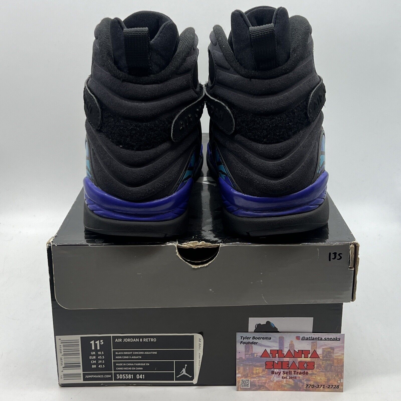 Size 11.5 - Air Jordan 8 Retro 2007 Aqua Black Purple Suede (305381-041)