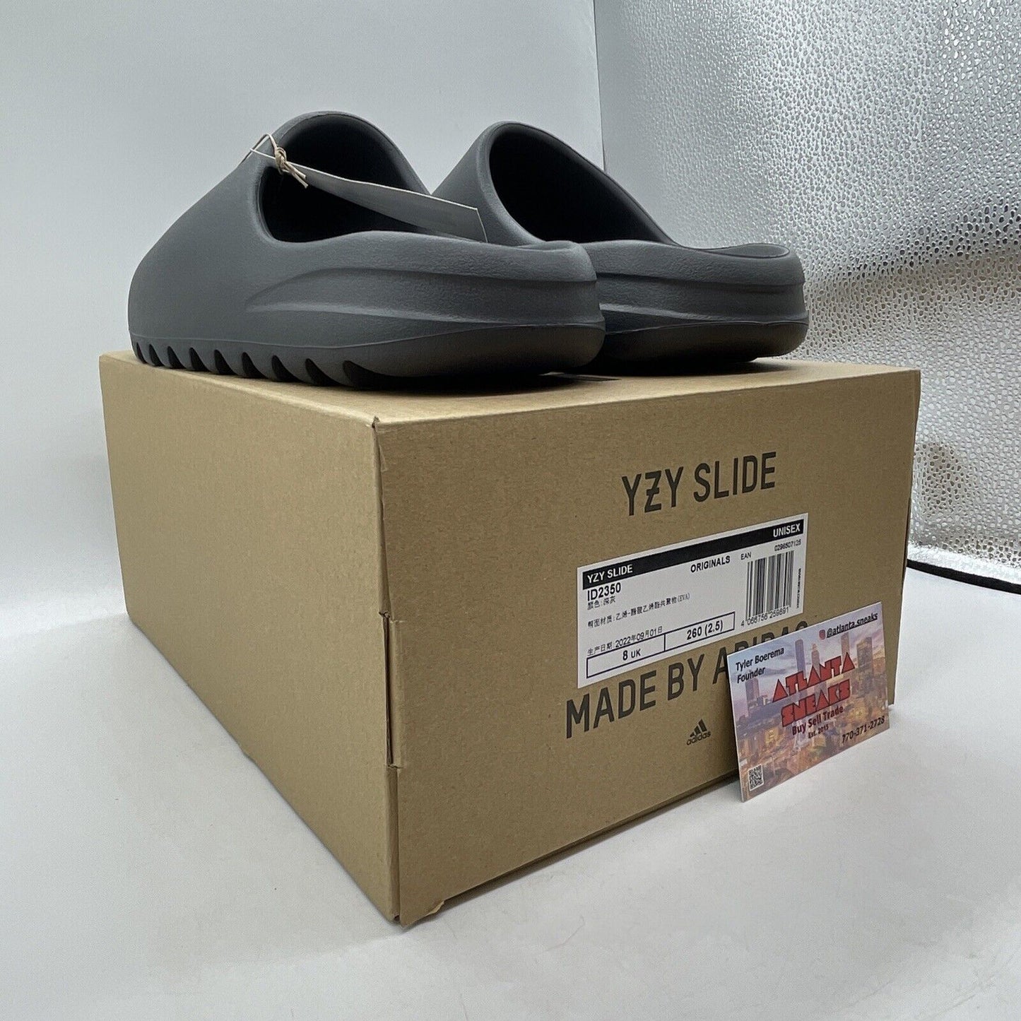 Size 8 - Adidas Yeezy Slide Slate Grey Black  (ID2350)