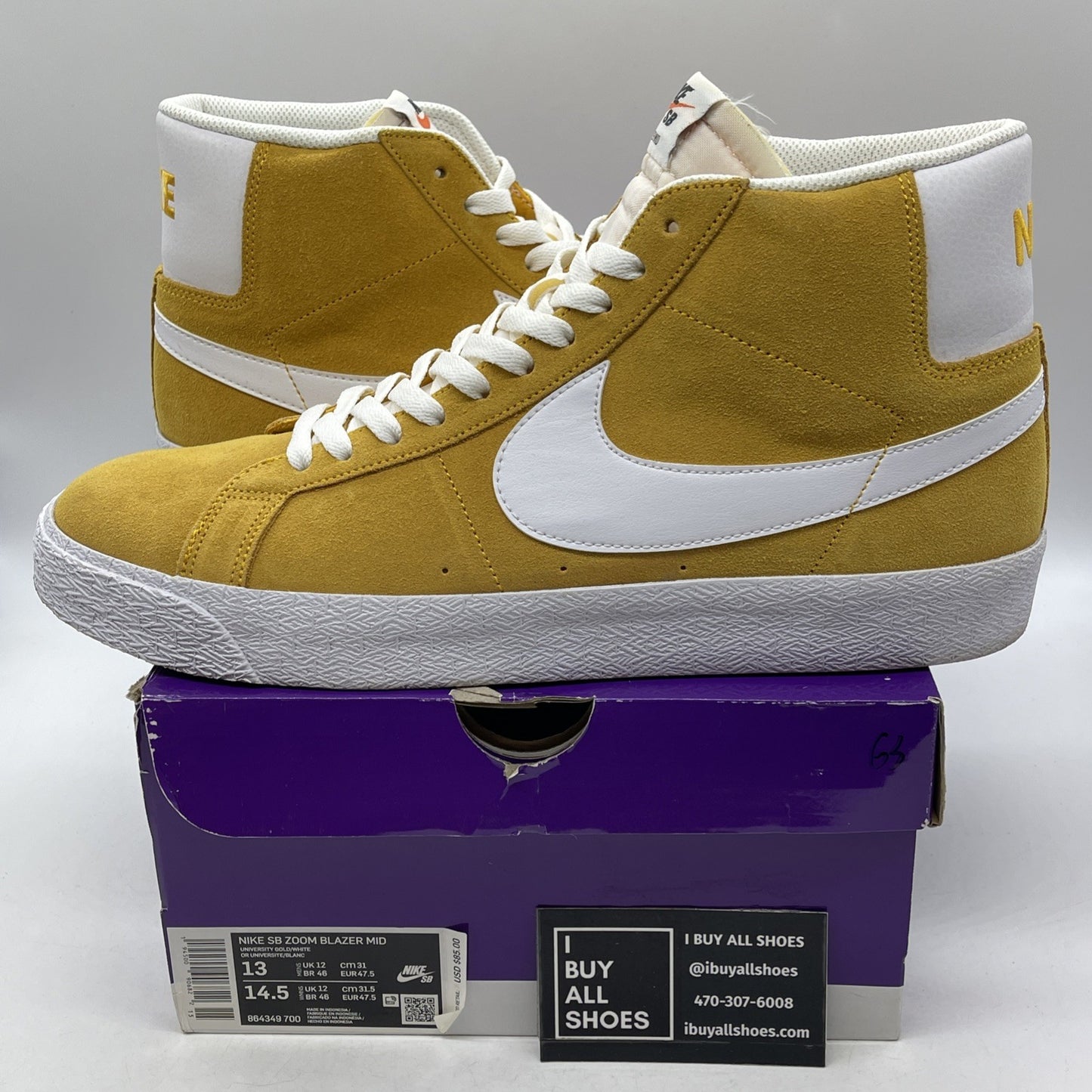 Size 13 - Nike Zoom Blazer SB Mid University Gold (864349-700)