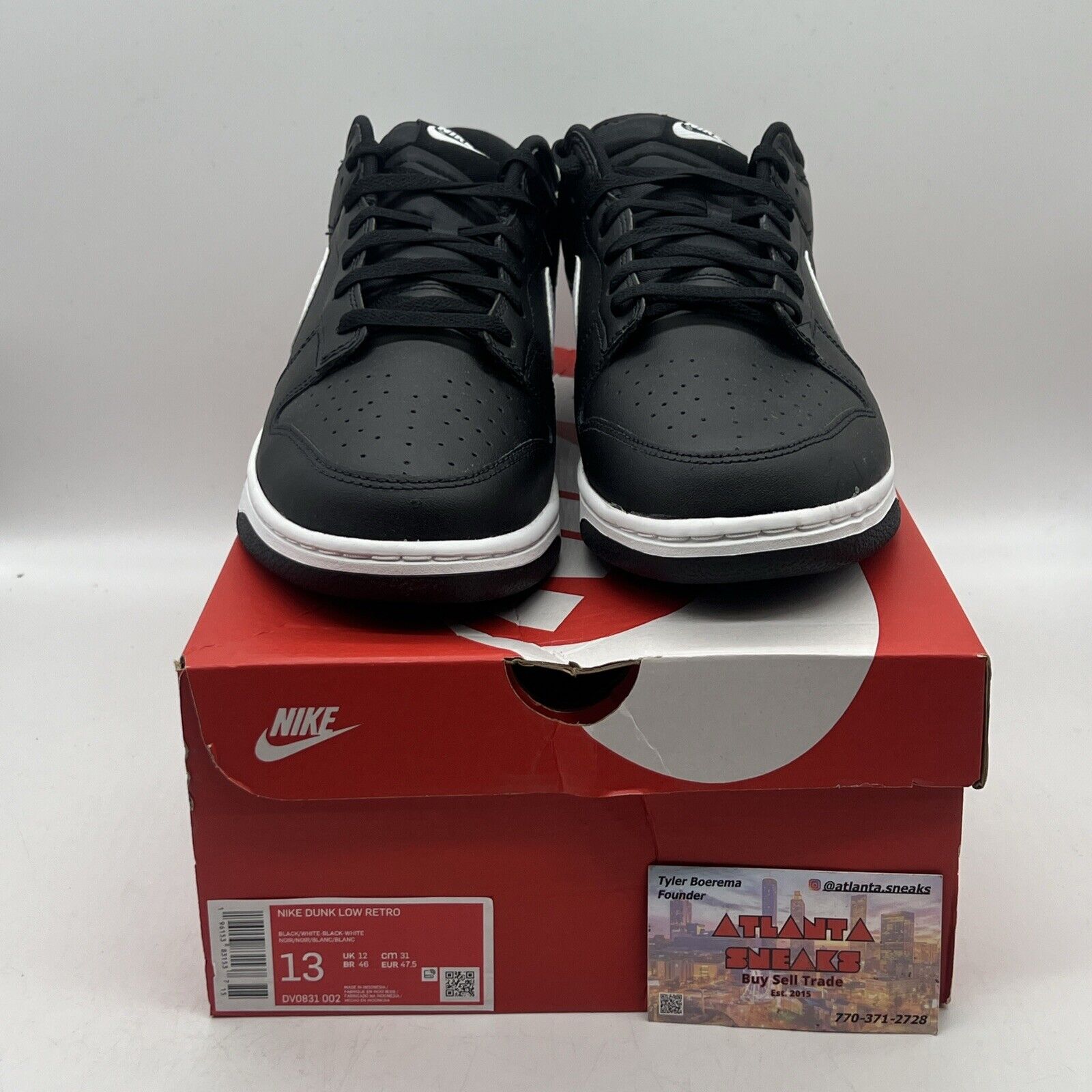 Size 13 - Nike Dunk Low Black Panda 2.0 Brand New Og All