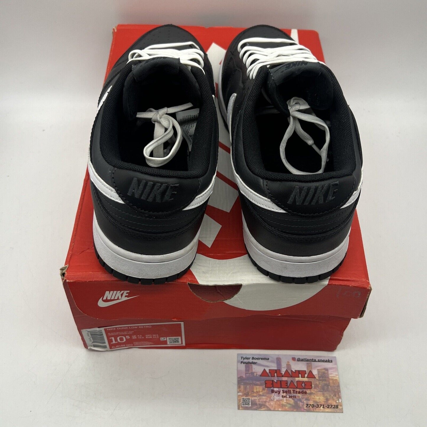 Size 10.5 - Nike Dunk Low Black Panda Leather (DJ6188-002)