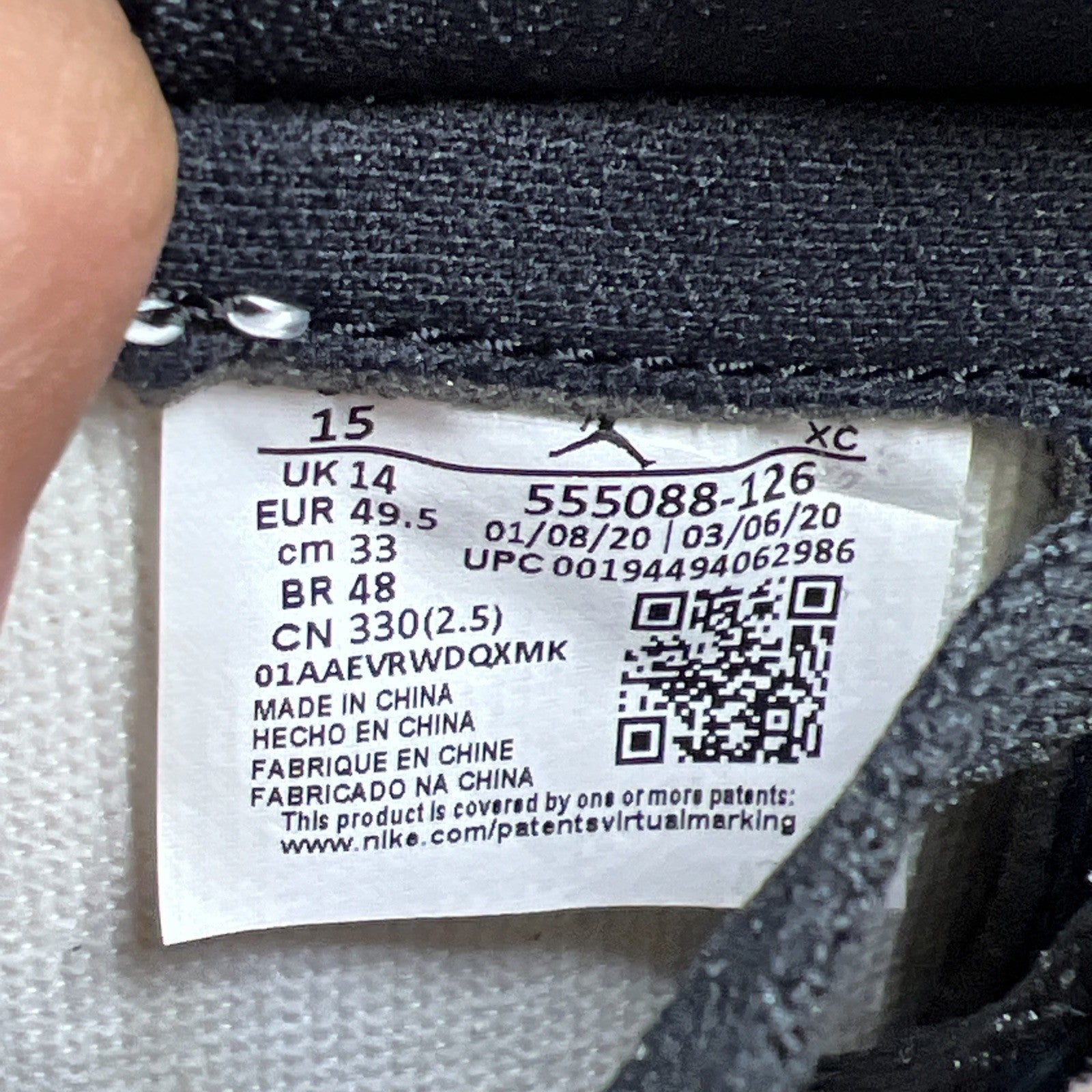 Size 15 - Air Jordan 1 Retro High OG Smoke Gray 2020 (555088-126)