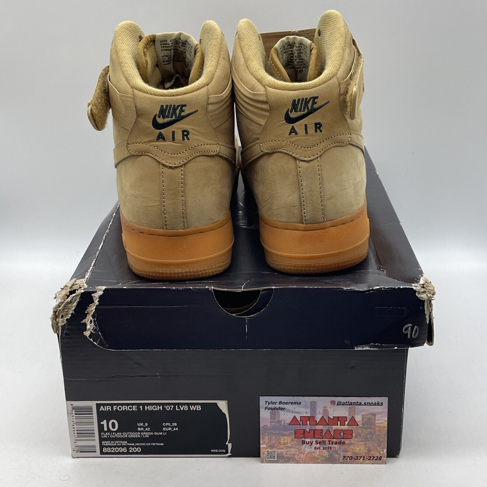 Size 10 - Nike Air Force 1 '07 LV8 WB High Flax Brown Suede (882096-200)