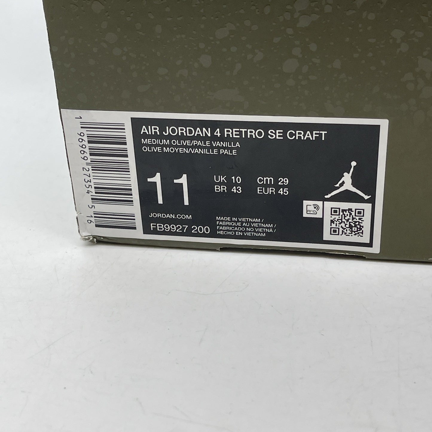 Size 11 - Jordan 4 SE Retro Low Craft Olive Green Black Suede (FB9927-200)