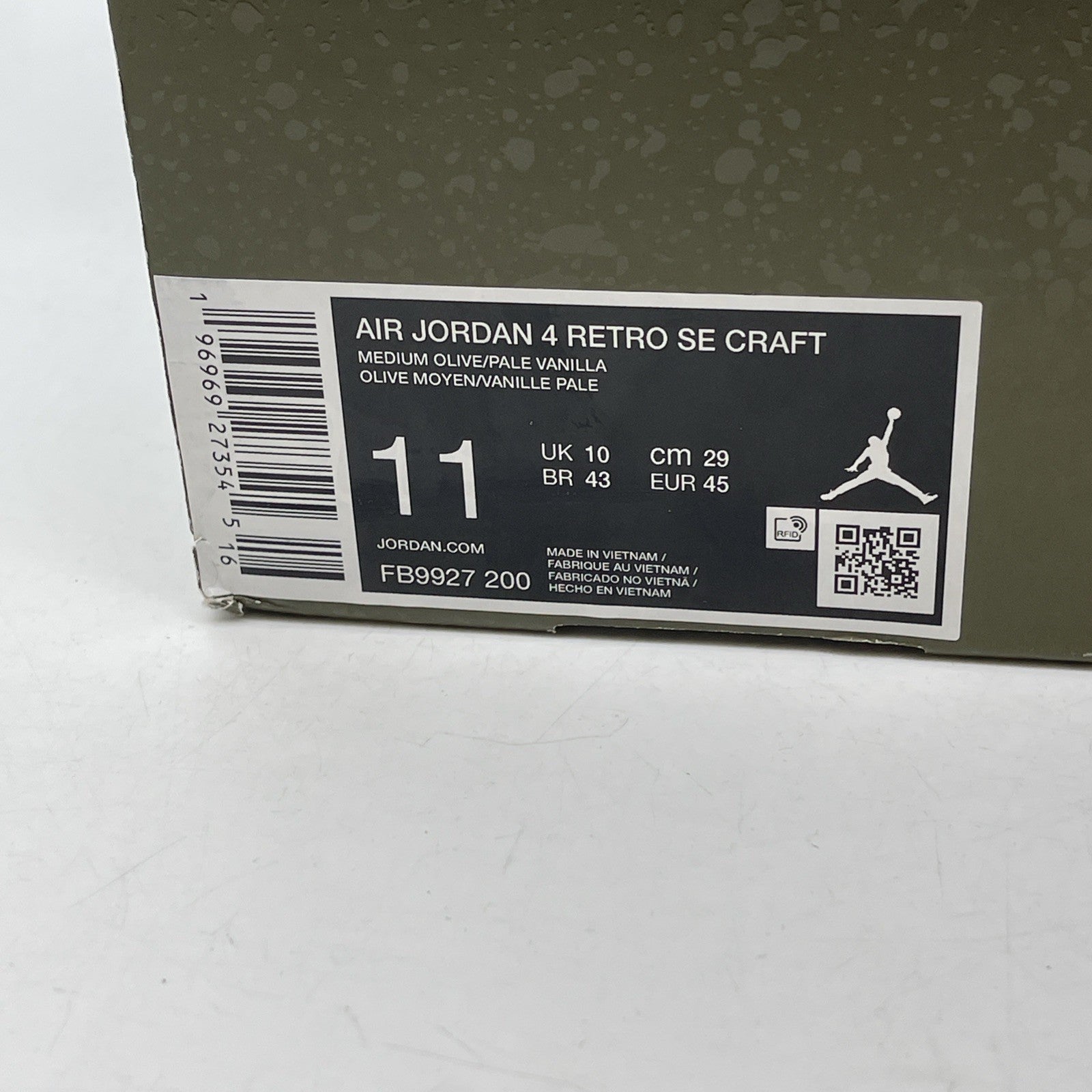 Size 11 - Jordan 4 SE Retro Low Craft Olive Green Black Suede (FB9927-200)