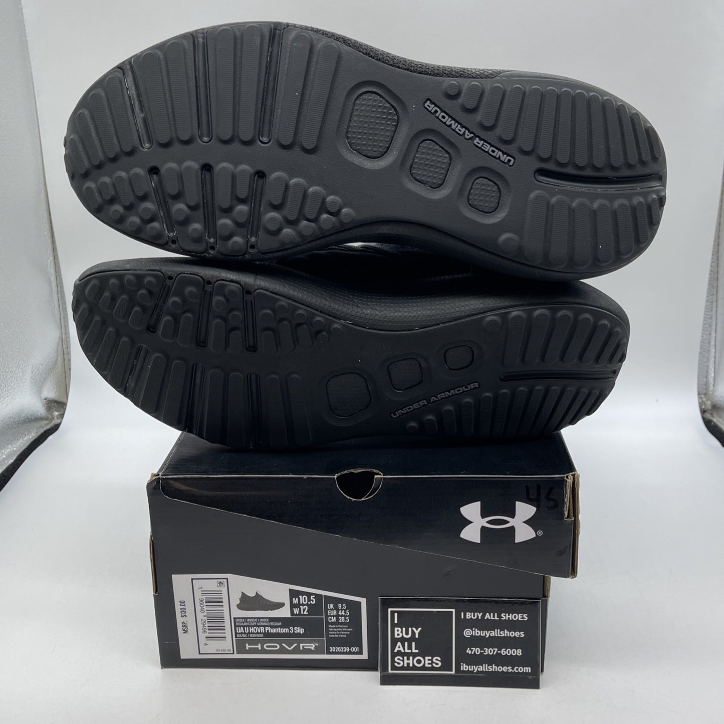Size 12W - Under Armour HOVR Phantom 3 Slip Triple Black Suede (3026239-001)