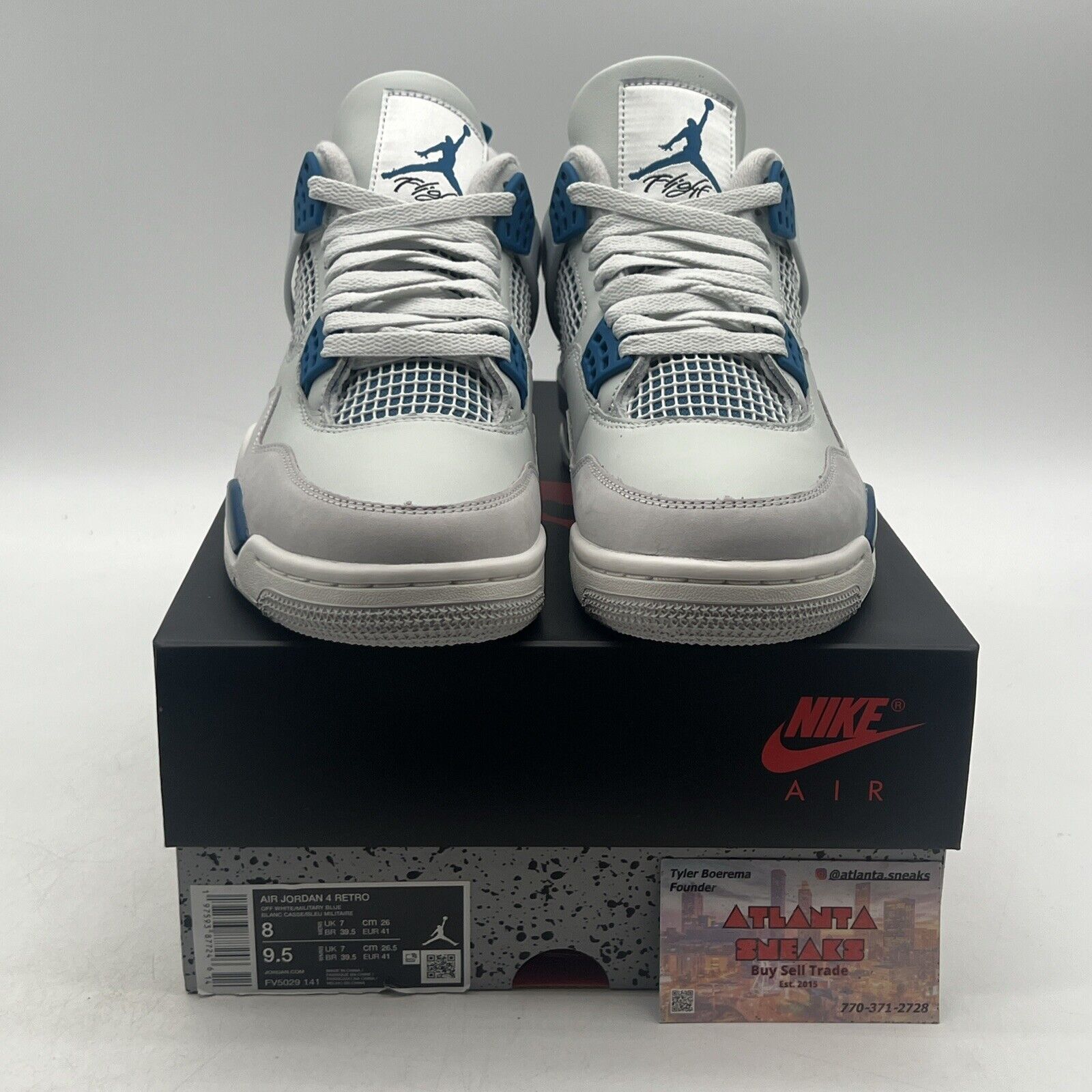 Size 8 - Air Jordan 4 Retro 2024 Military Blue White Leather Suede (FV5029-141).