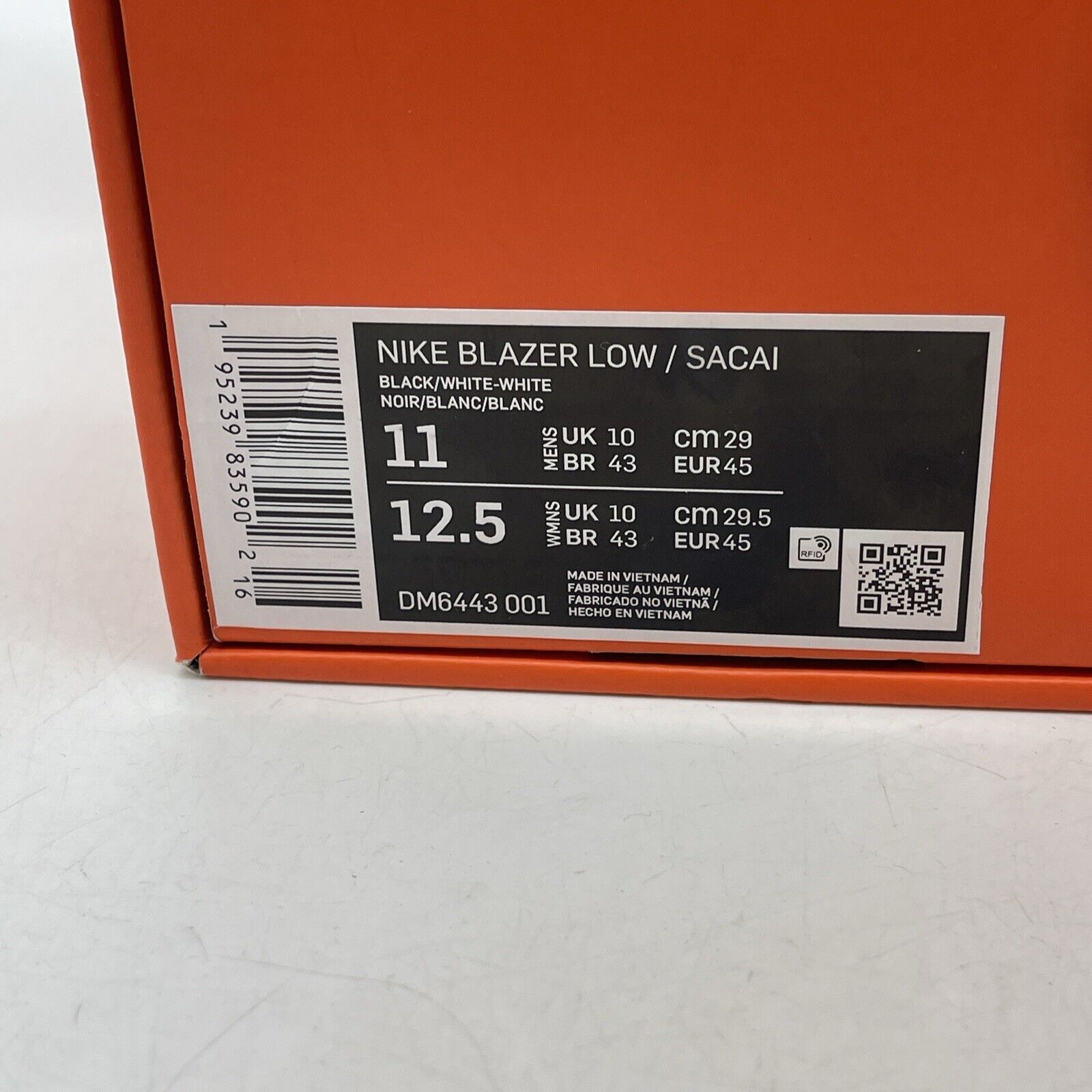 Size 11 - Nike sacai x Blazer Low Black Patent White Suede Leather (DM6443-001)