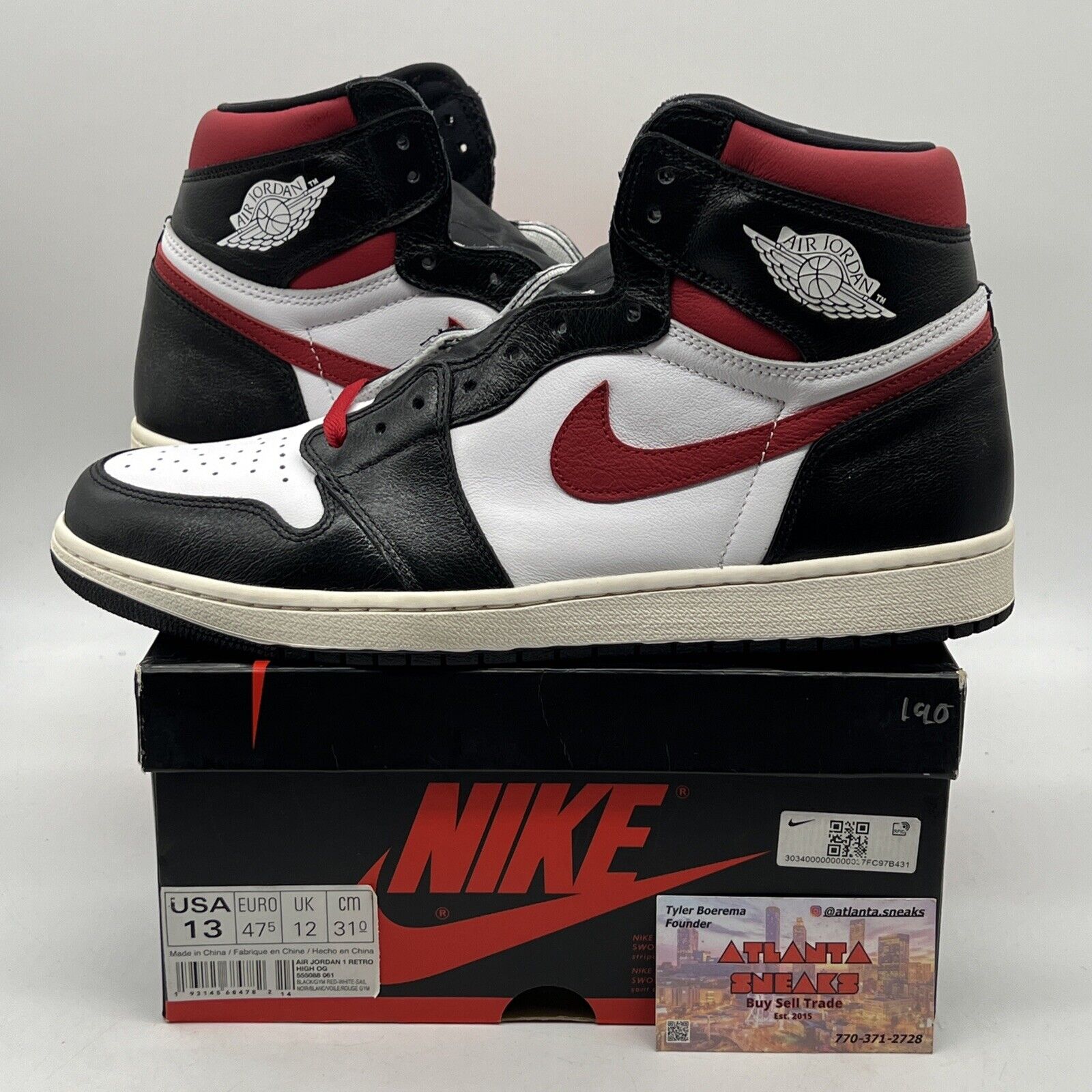 Size 13 - Jordan 1 Retro High OG Gym Red 2019 Black Red White Leather