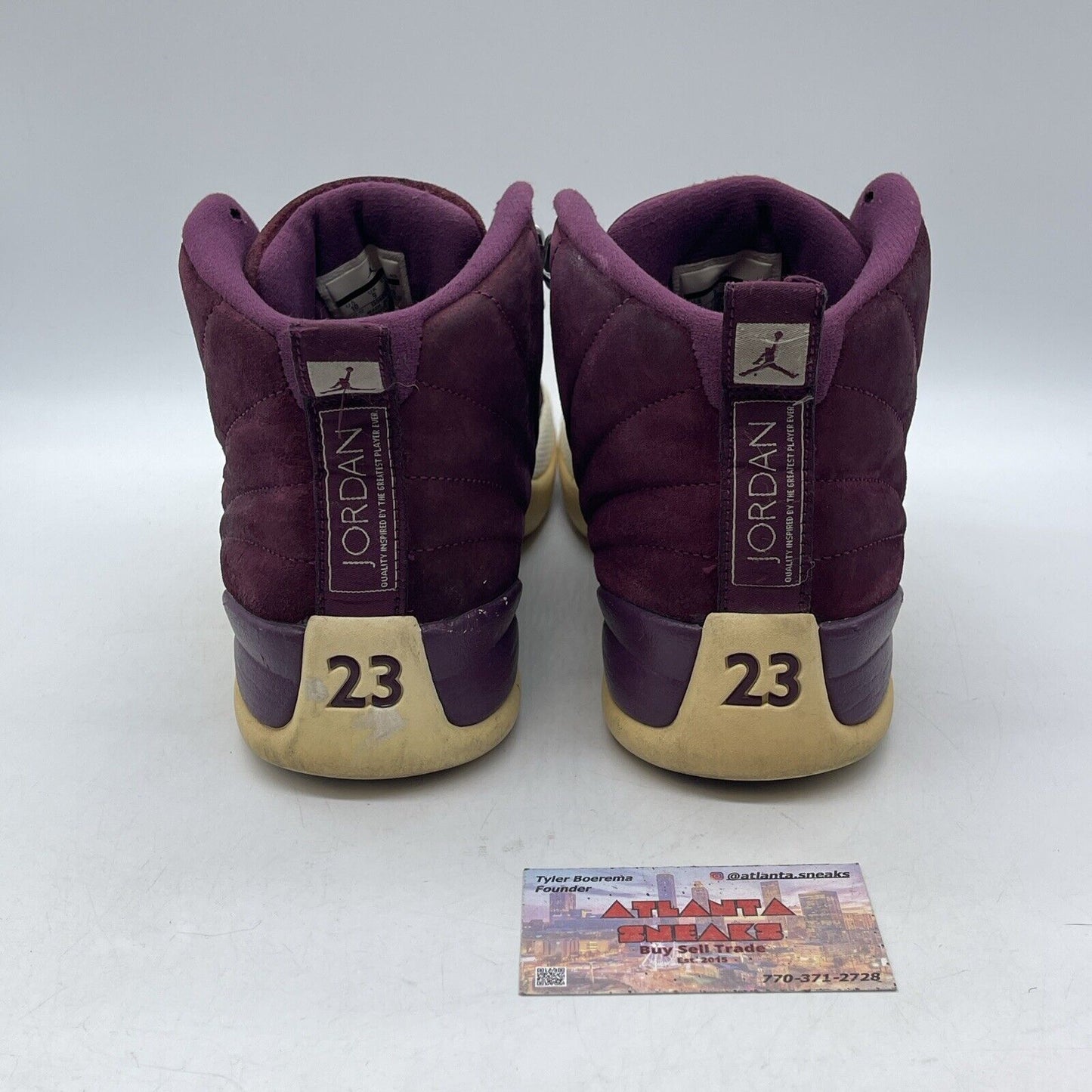 Size 10 - Air Jordan 12 Retro Bordeaux Burgundy Suede Leather White (130690-617)