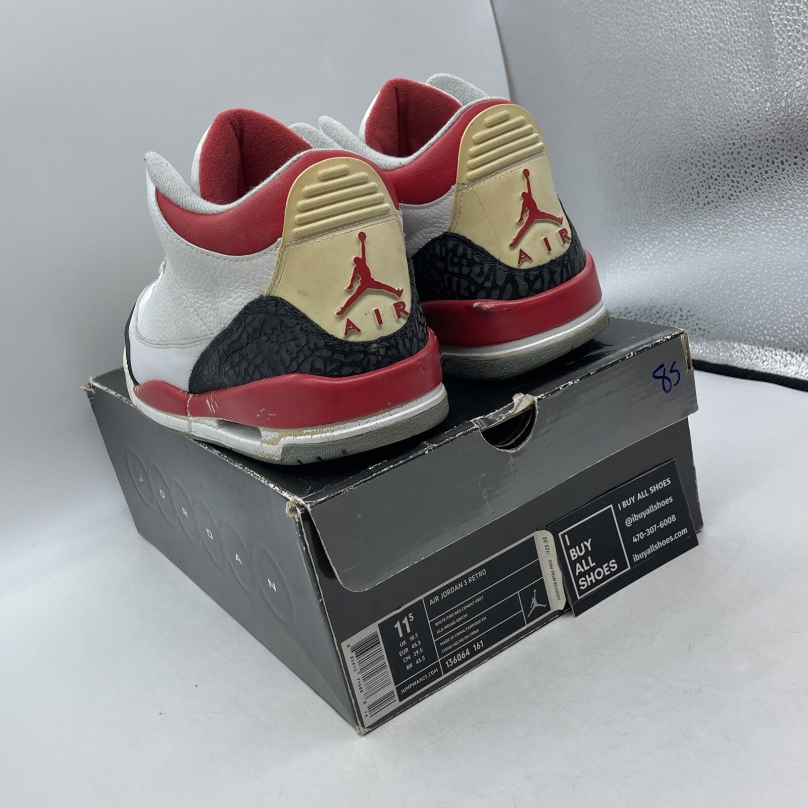 Size 11.5 - Air Jordan 3 Retro 2007 Fire Red (136064-161)