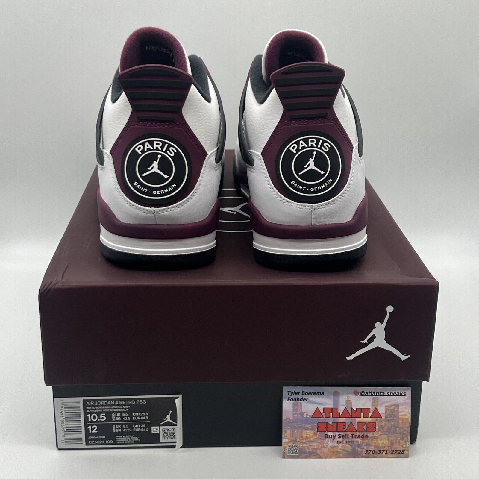 Size 10.5 - Jordan 4 Retro x Paris Saint-Germain Bordeaux 2020 Brand New Og All