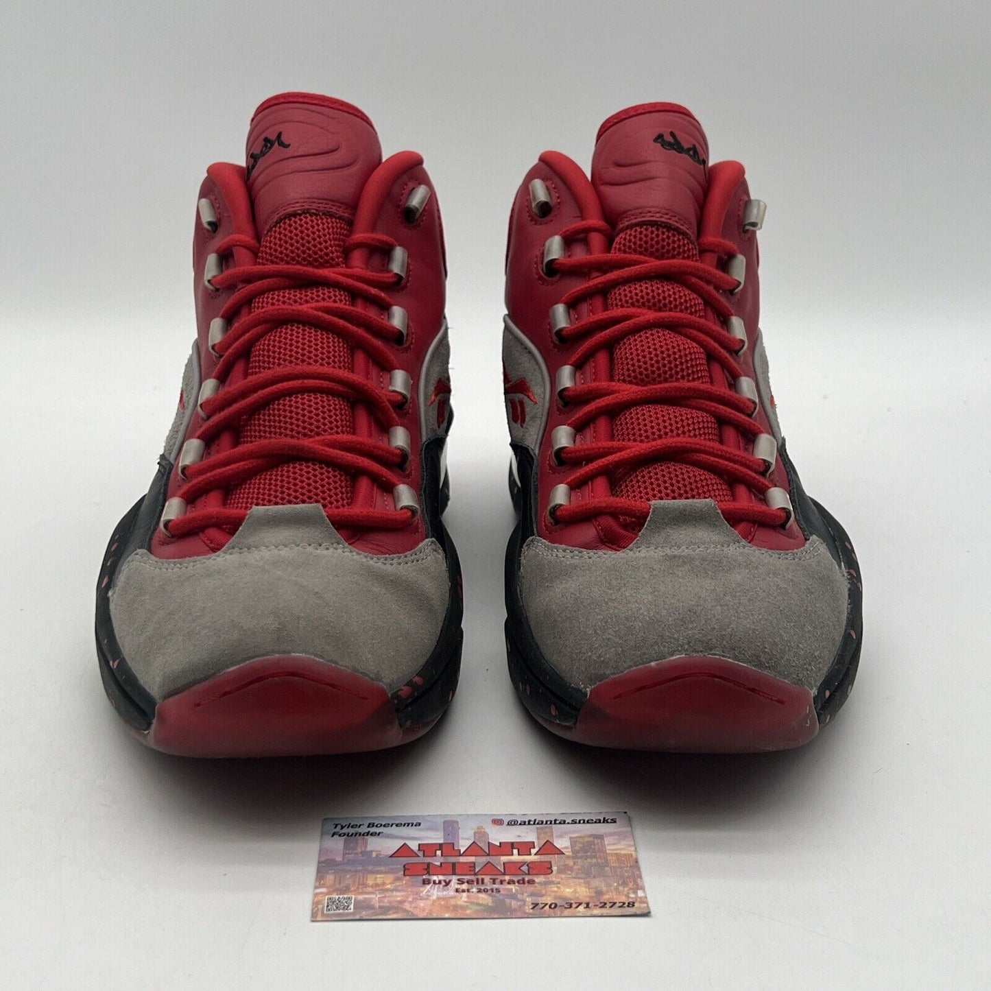 Size 13 - Reebok Stash x Question Mid Stash Red Grey Black Suede (V61040)