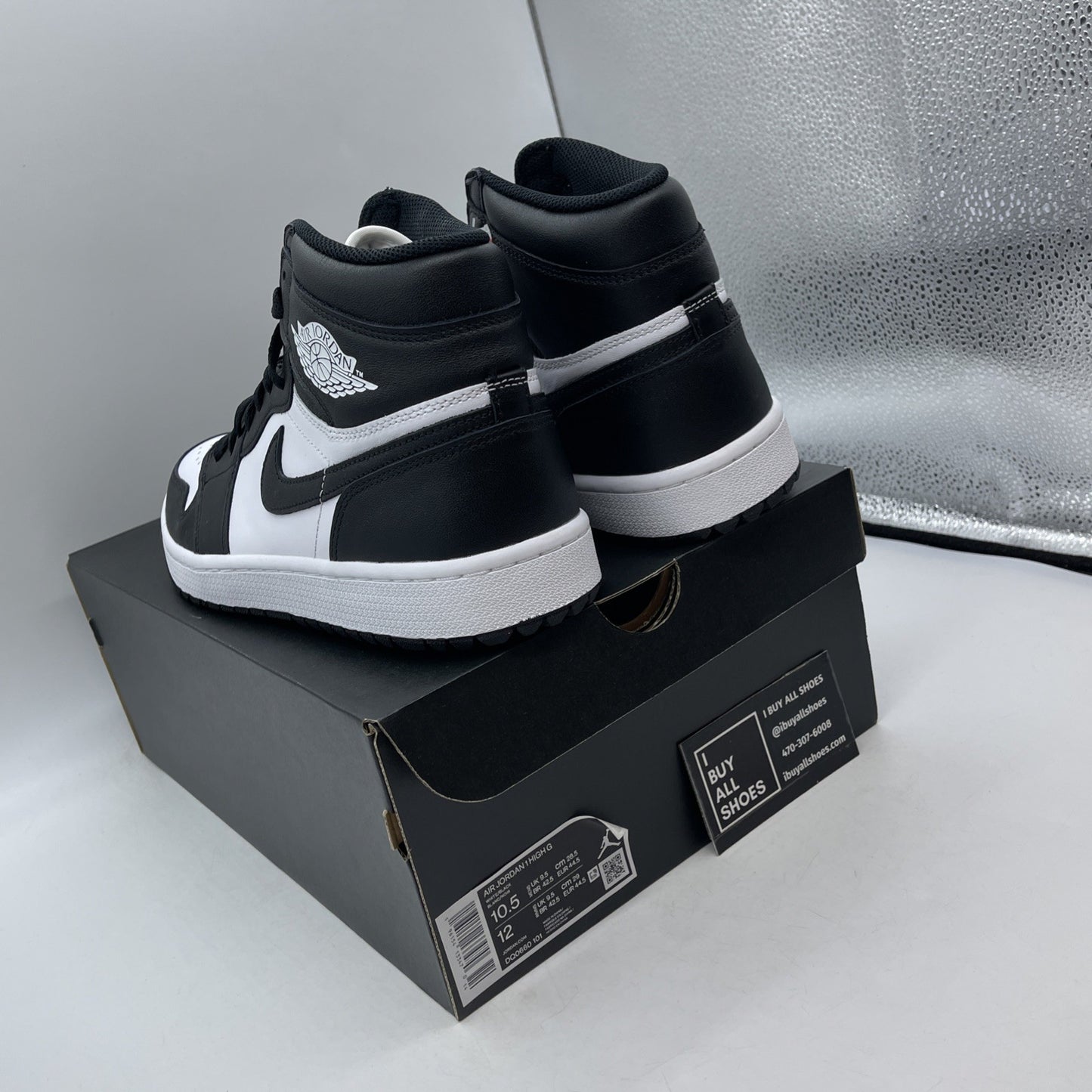Size 10.5 - Air Jordan 1 High Golf Panda Black White Leather (DQ0660-101)