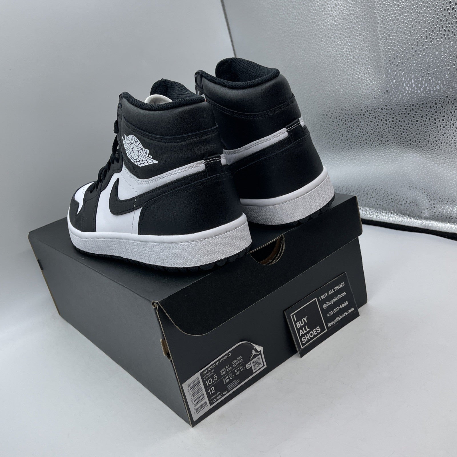 Size 10.5 - Air Jordan 1 High Golf Panda Black White Leather (DQ0660-101)