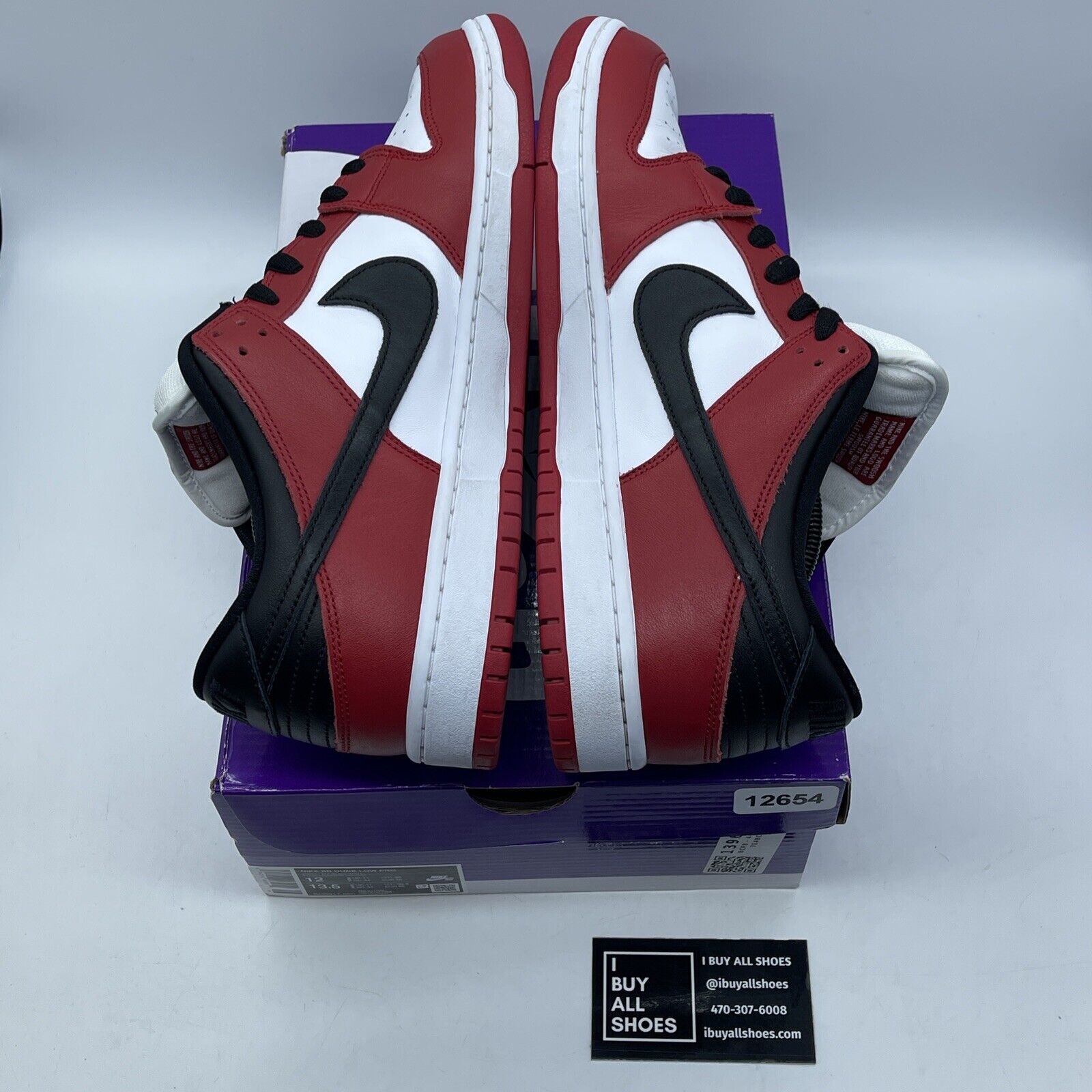 Size 12 - Nike SB Dunk Low J-Pack Chicago White Red Black Leather (BQ6817-600)