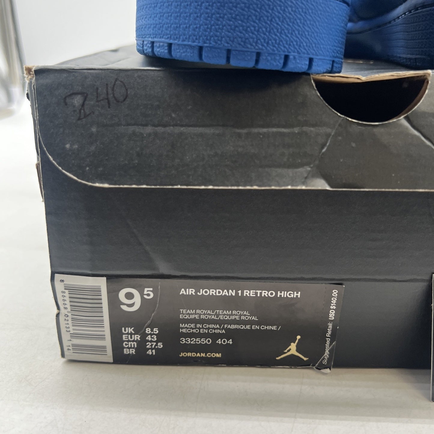 Size 9.5 - Air Jordan 1 Retro High Blue Suede (332550-404)