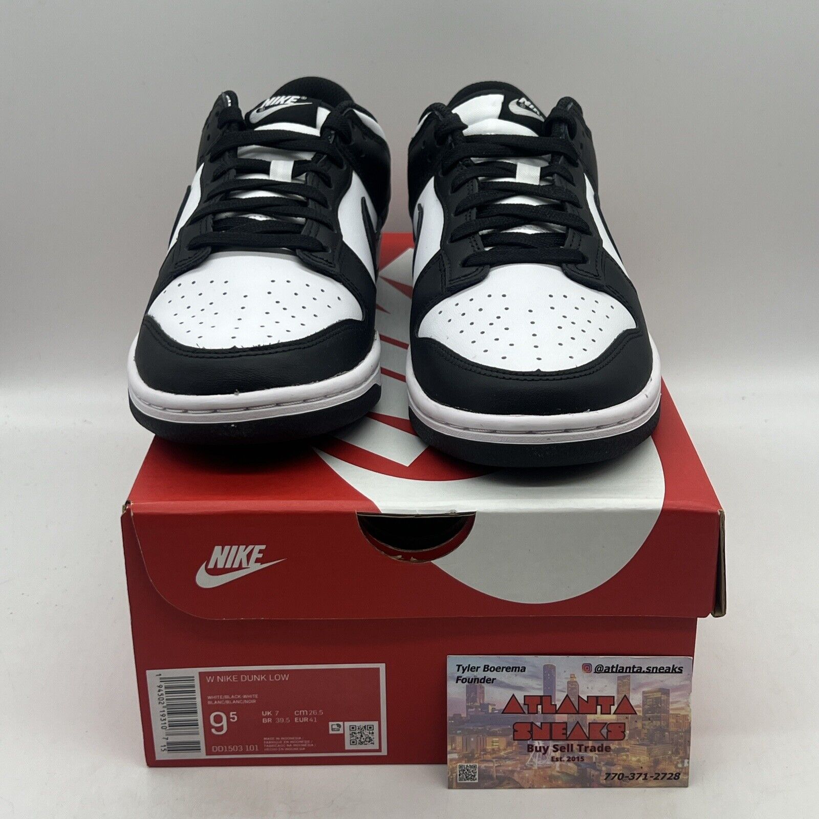 Size 9.5 - Nike Dunk Low Black White W Brand New Og All