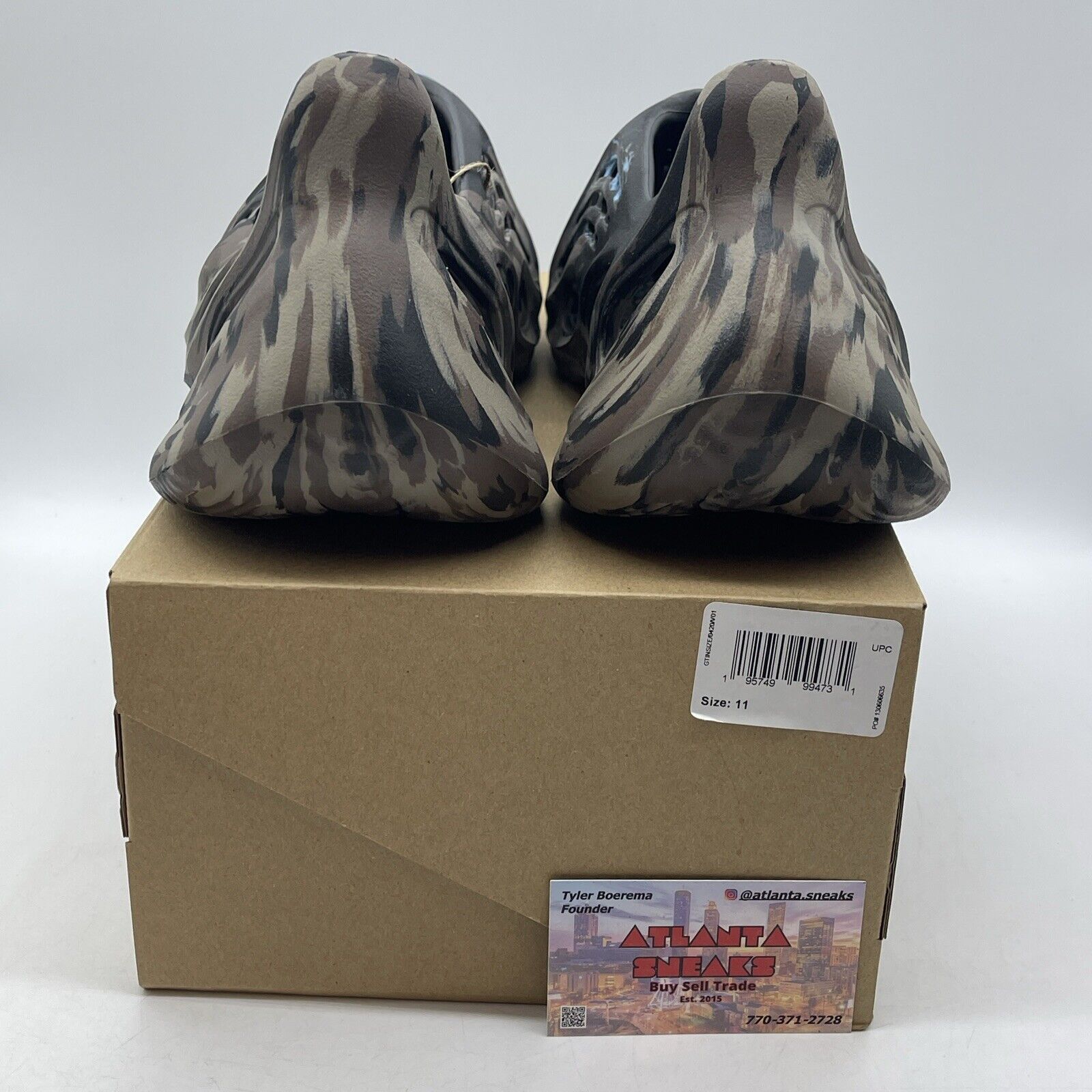 Size 11 - Adidas Yeezy Foam Runner MX Cinder Leather Black Blue Brown (ID4126)