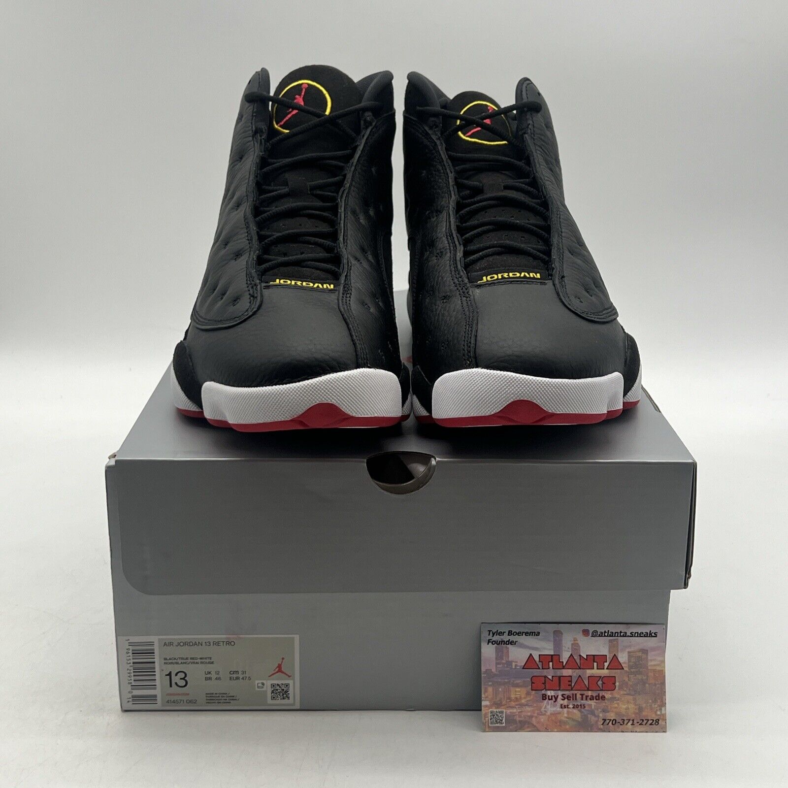 Size 13 - Jordan 13 Retro Mid Playoff White Red Black Leather (414571-062)