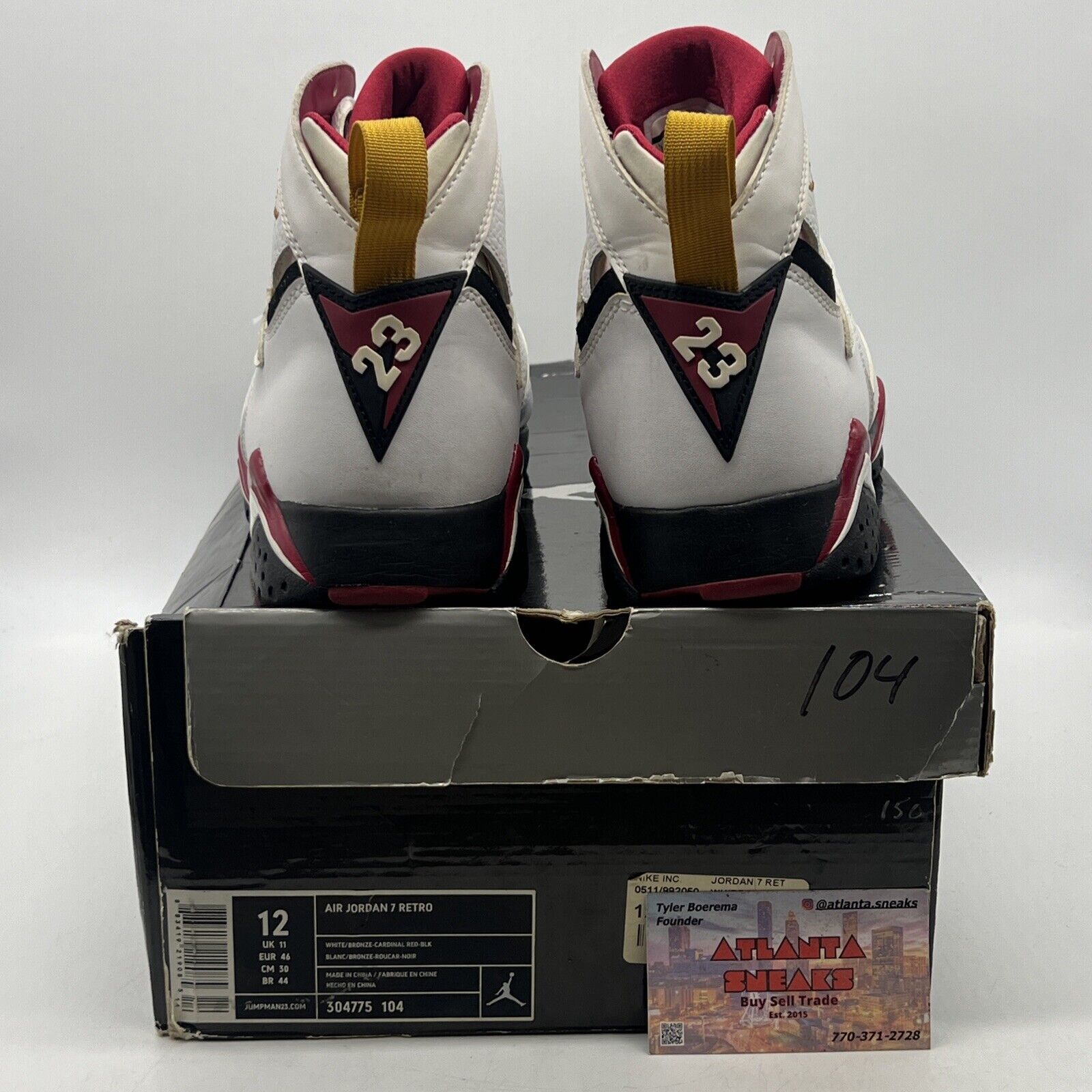 Size 12 - Air Jordan 7 Retro 2011 Cardinal White Yellow Black Red (304775-104)