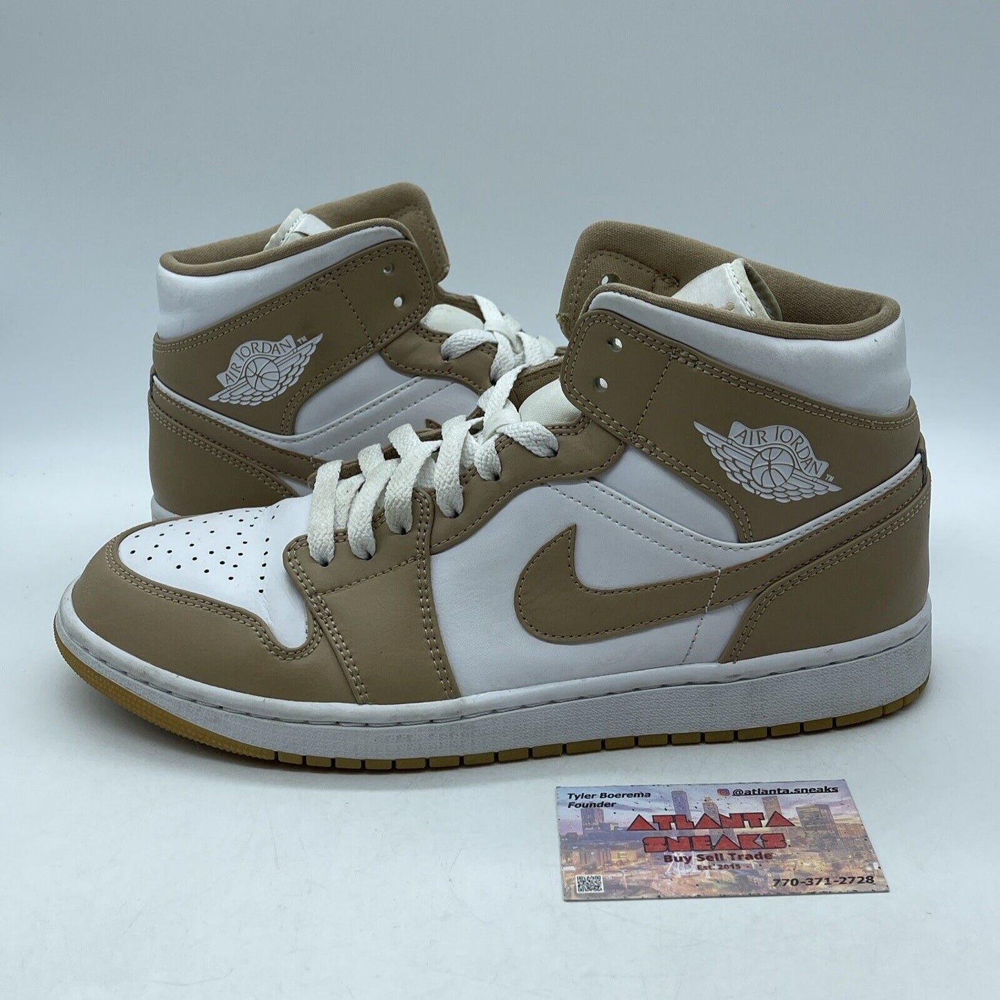 Size 11 - Air Jordan 1 Mid Tan Gum White Leather (554724-271)