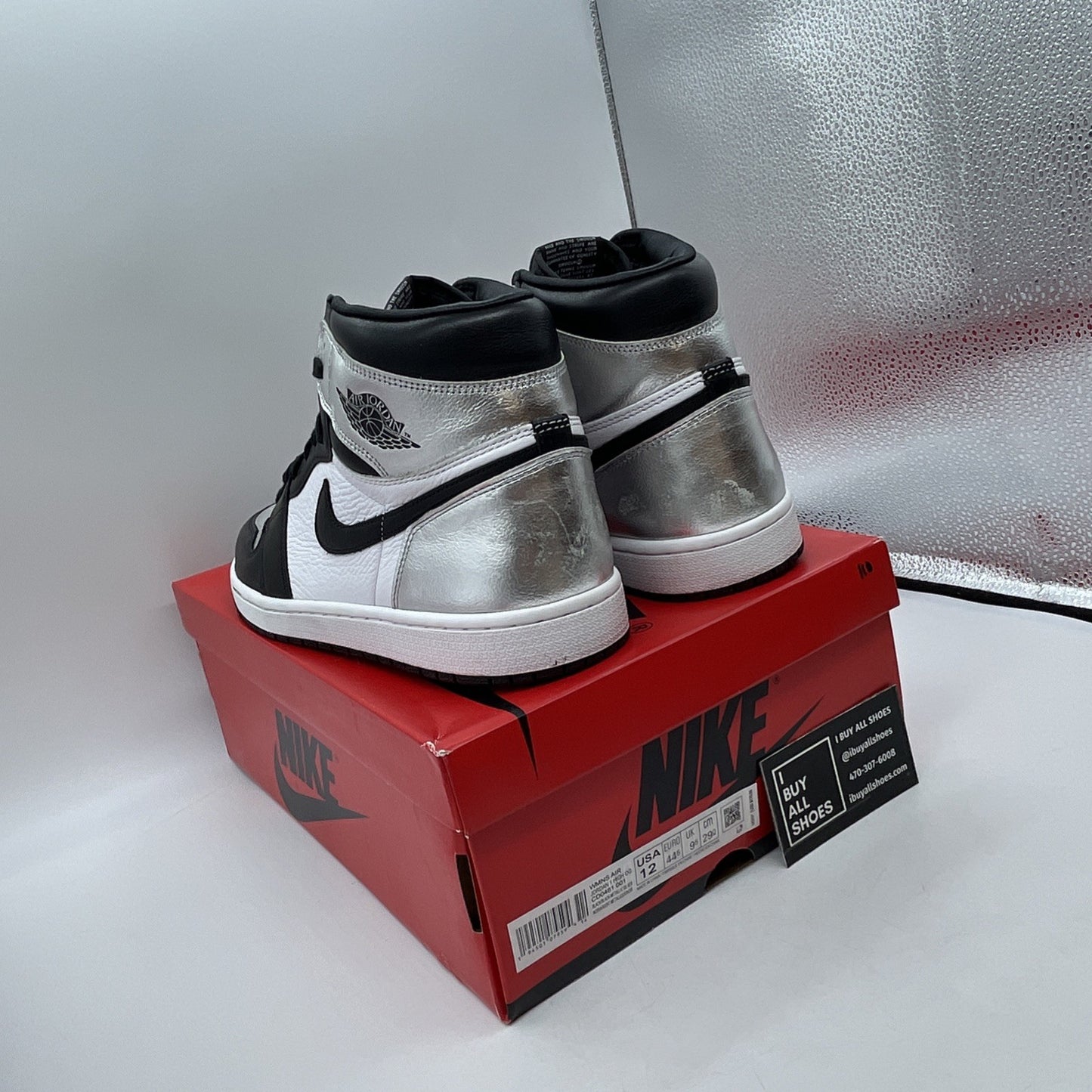 Size 12 - Air Jordan 1 High OG Metallic Silver White Leather (CD0461-001)