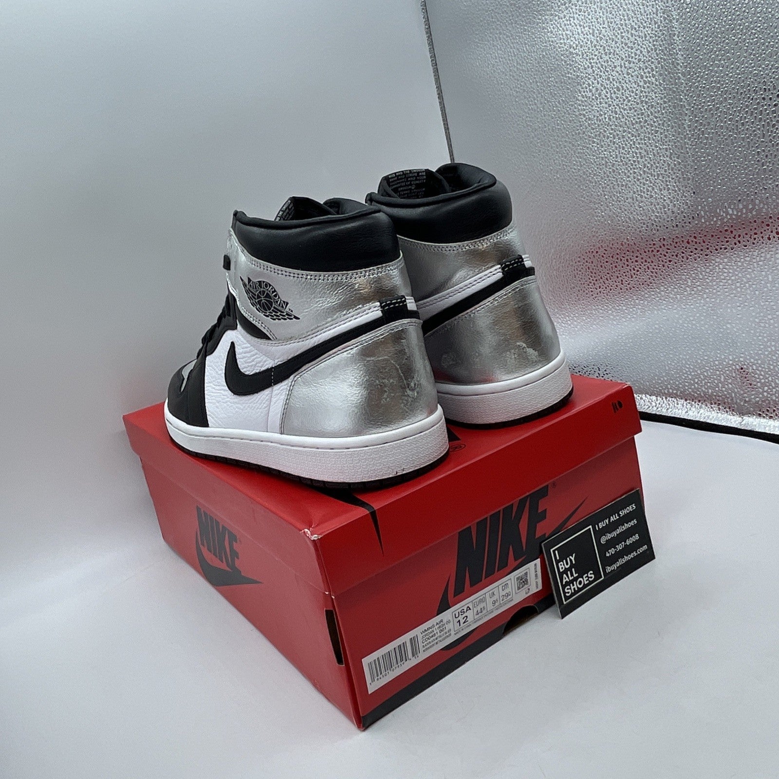 Size 12 - Air Jordan 1 High OG Metallic Silver White Leather (CD0461-001)