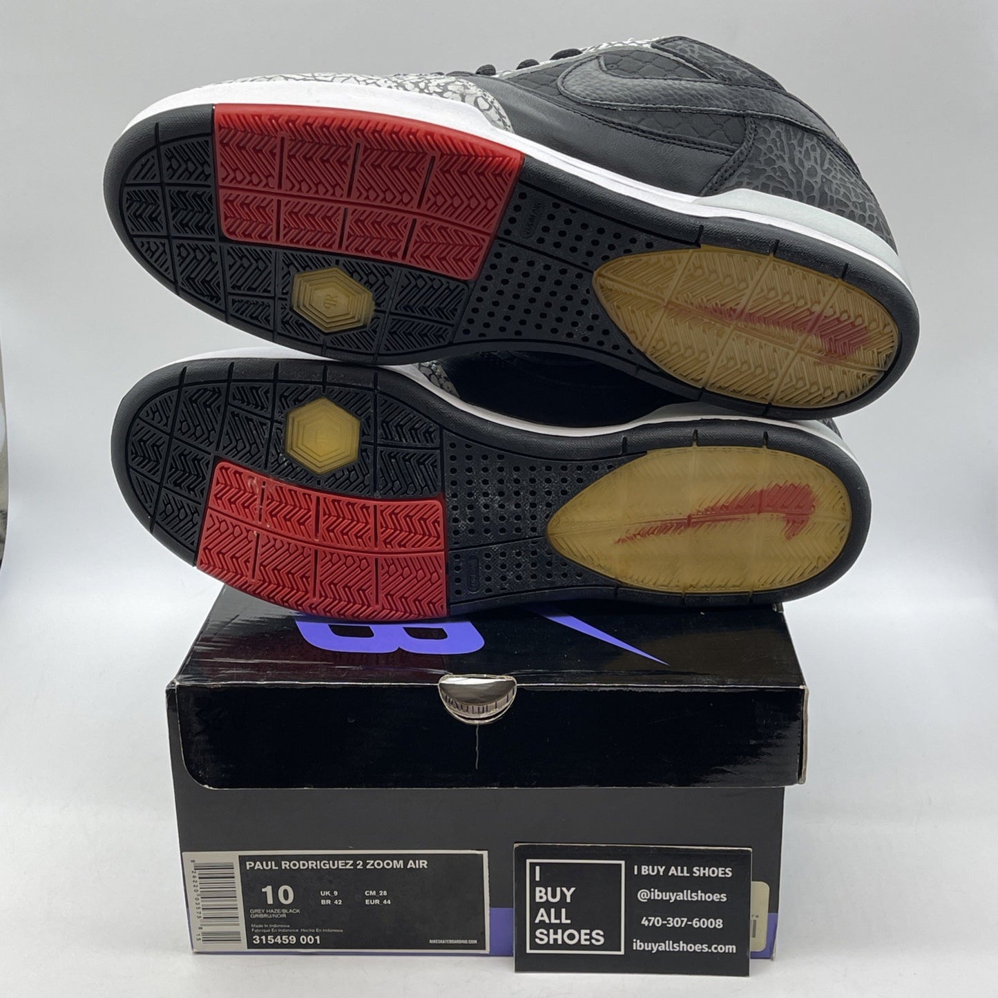 Size 10 - Nike Paul Rodriguez 2 Zoom Air Grey Haze Black Suede (315459-001)