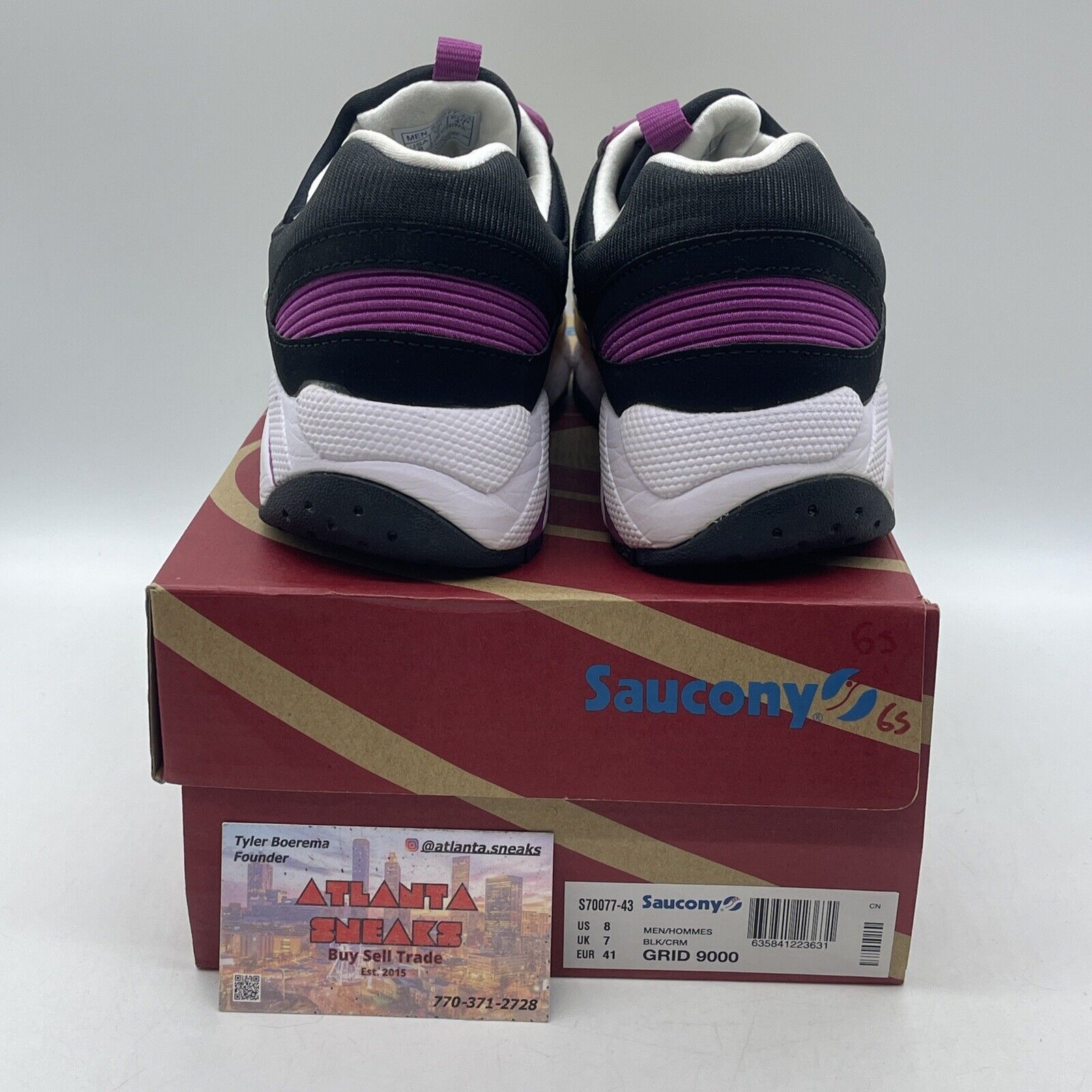 Size 8 - Saucony Grid 9000 Black Cream Suede White Purple Leather (S70077-43)