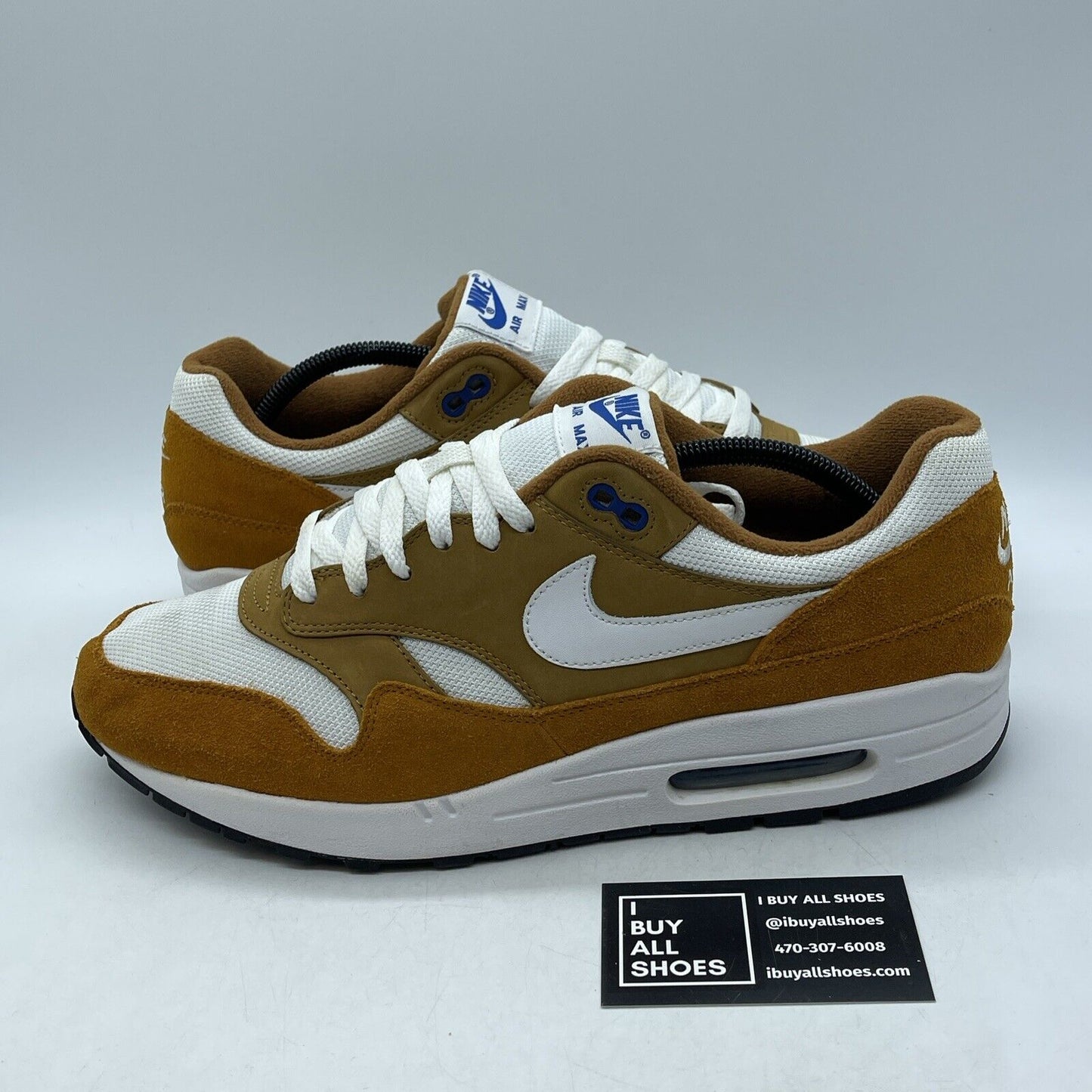 Size 12 - Nike Air Max 1 Premium Retro Curry Brown White Suede (908366-700)