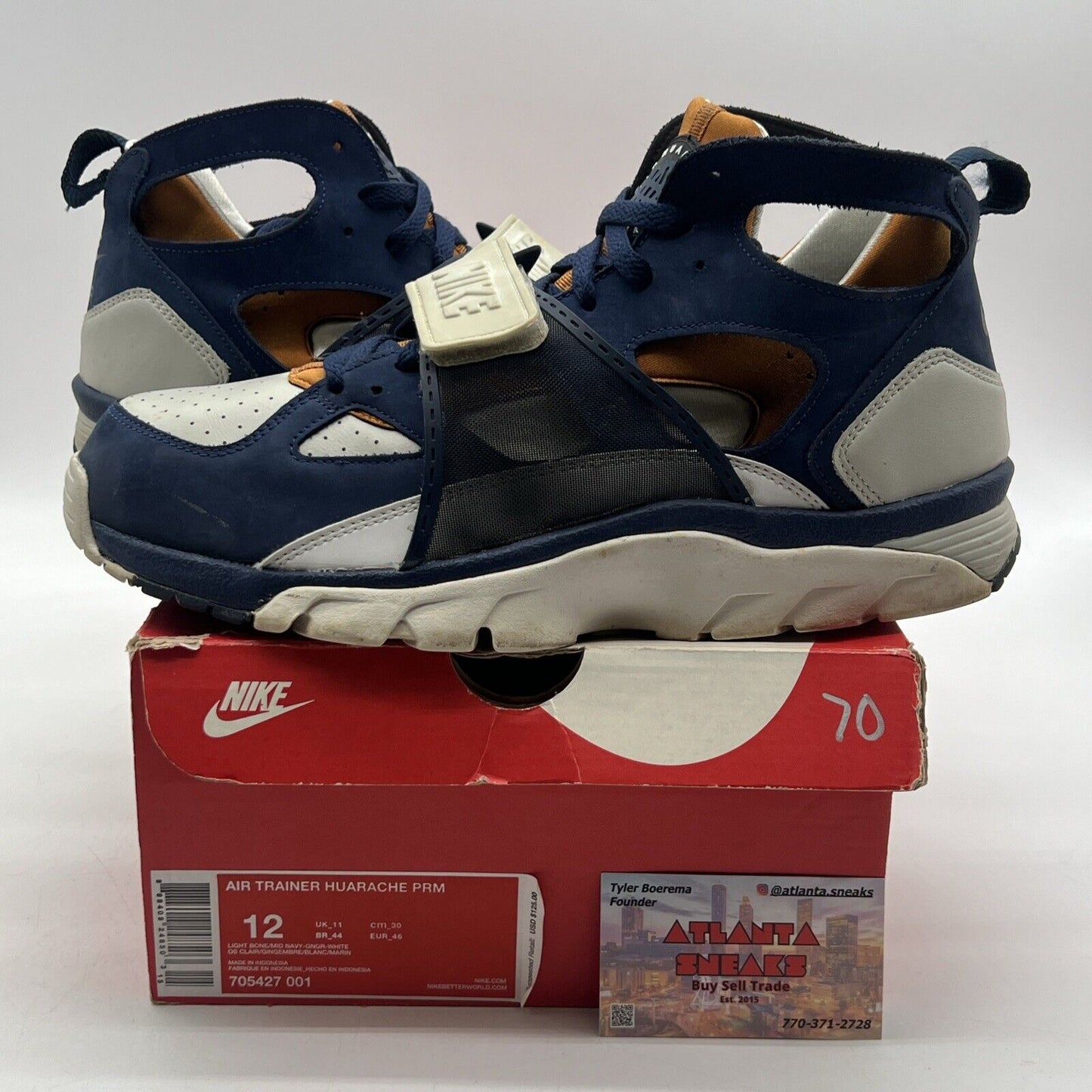 Size 12 - Nike Air Trainer Huarache Premium Medecine Ball Navy  (705427-001)