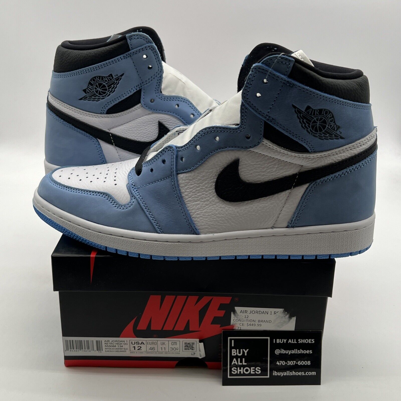 Size 12 - Air Jordan 1 Retro OG High University Blue (555088-134)