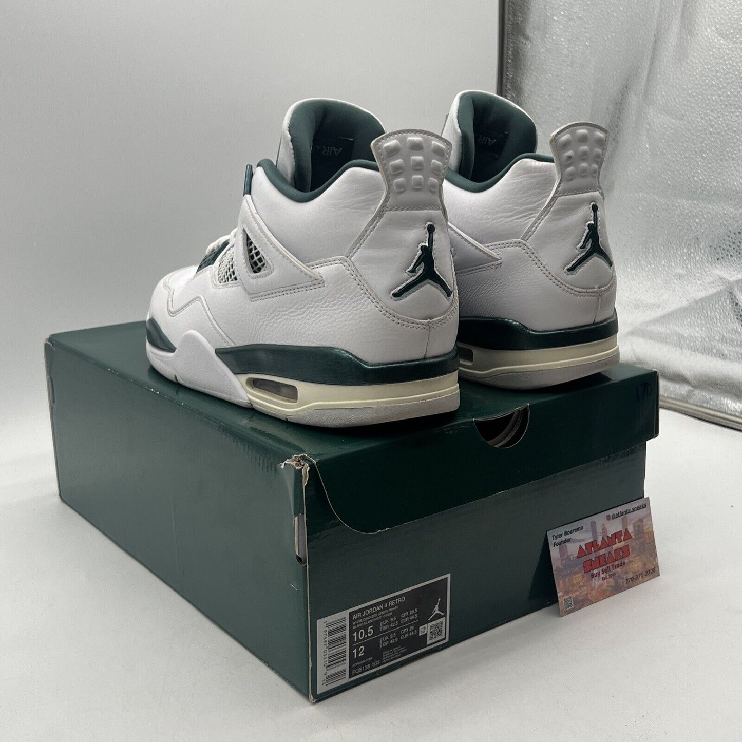 Size 10.5 - Air Jordan 4 Retro Oxidized Green White Leather (FQ8138-103)
