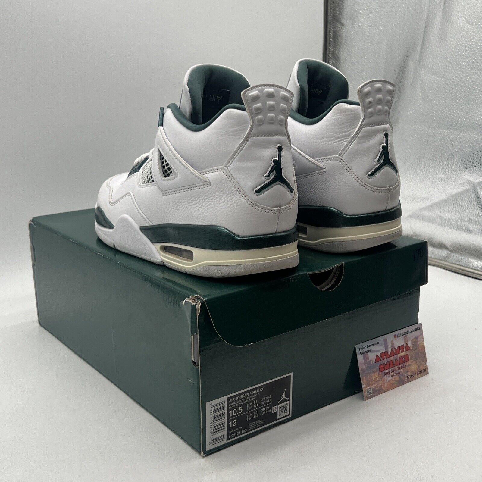 Size 10.5 - Air Jordan 4 Retro Oxidized Green White Leather (FQ8138-103)